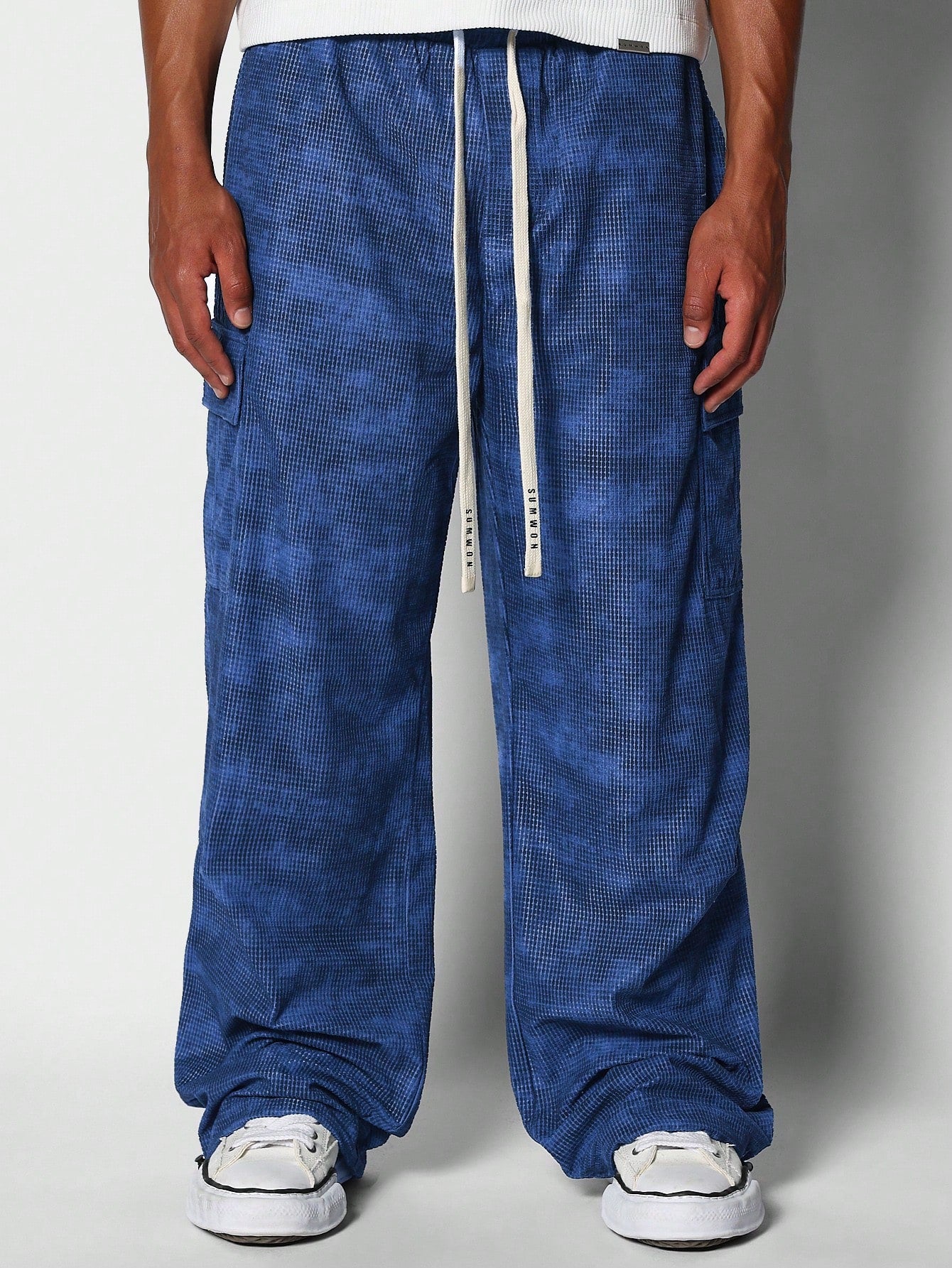 Loose Fit Corduroy Cargo Pant With All Over Print & Drawcord Detail