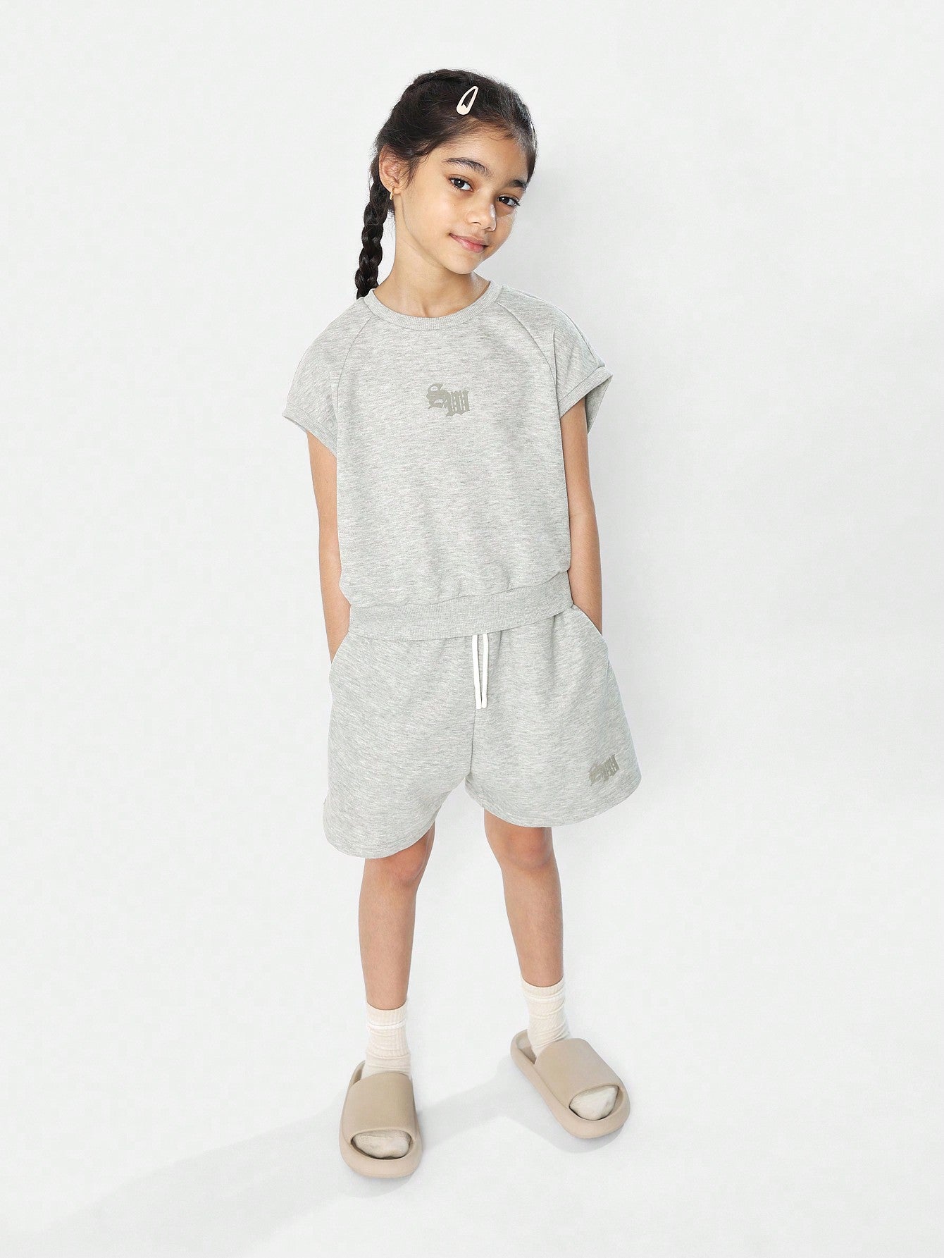 Tween Girl Raglan Top And Short 2 Piece Set