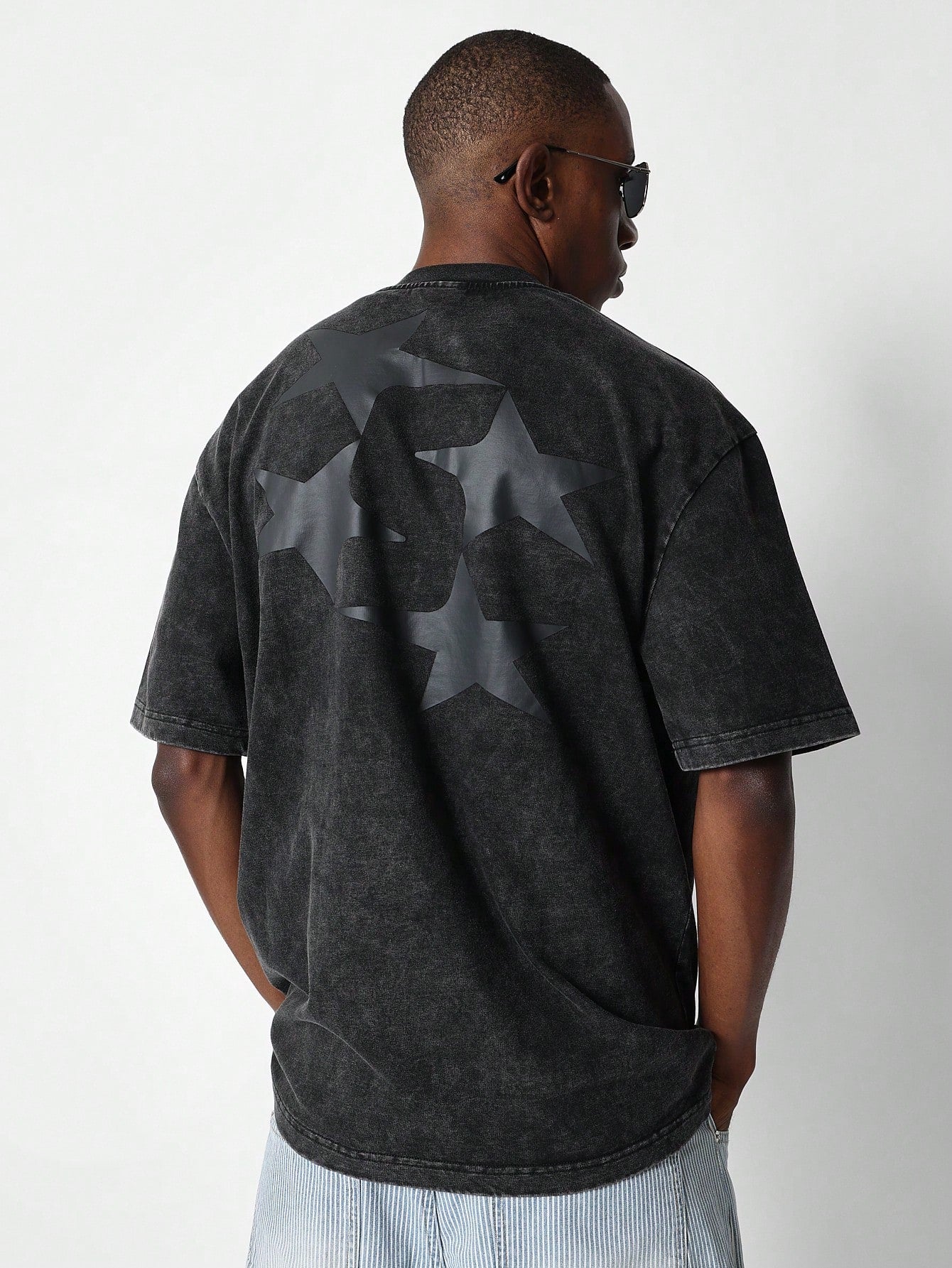 Washed Tee With Star Graphic Print