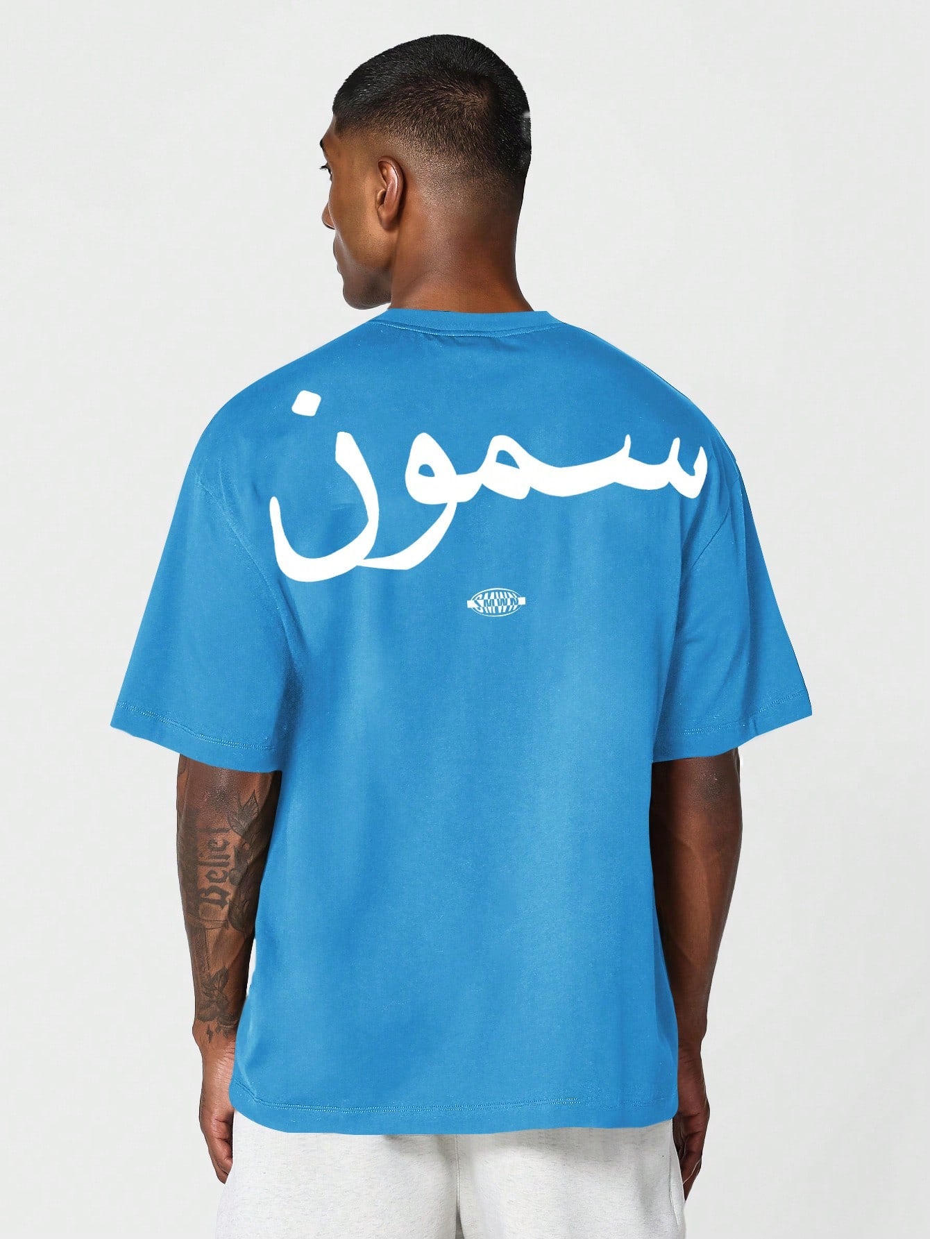 Tee With Arabic Letter Graphic Print For Men Daily Wear Summer