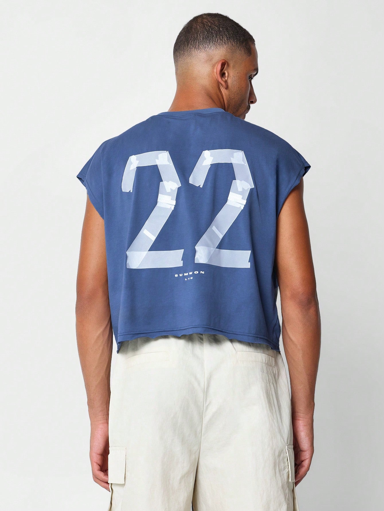 Crop Tank Top With Number Tape Graphic Print