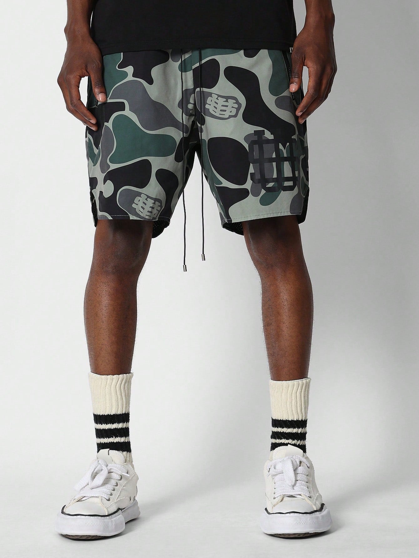 Nylon Short With Camo Print