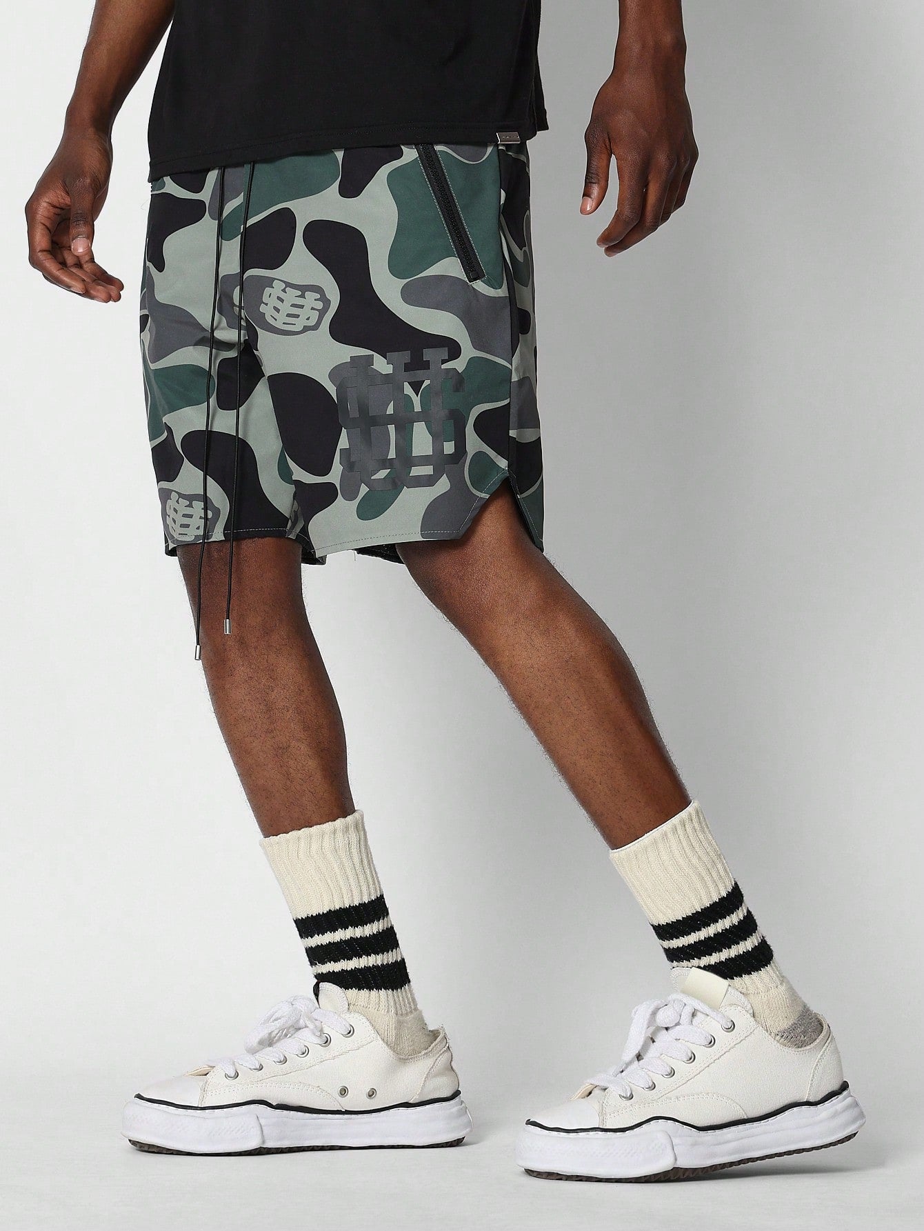 Nylon Short With Camo Print