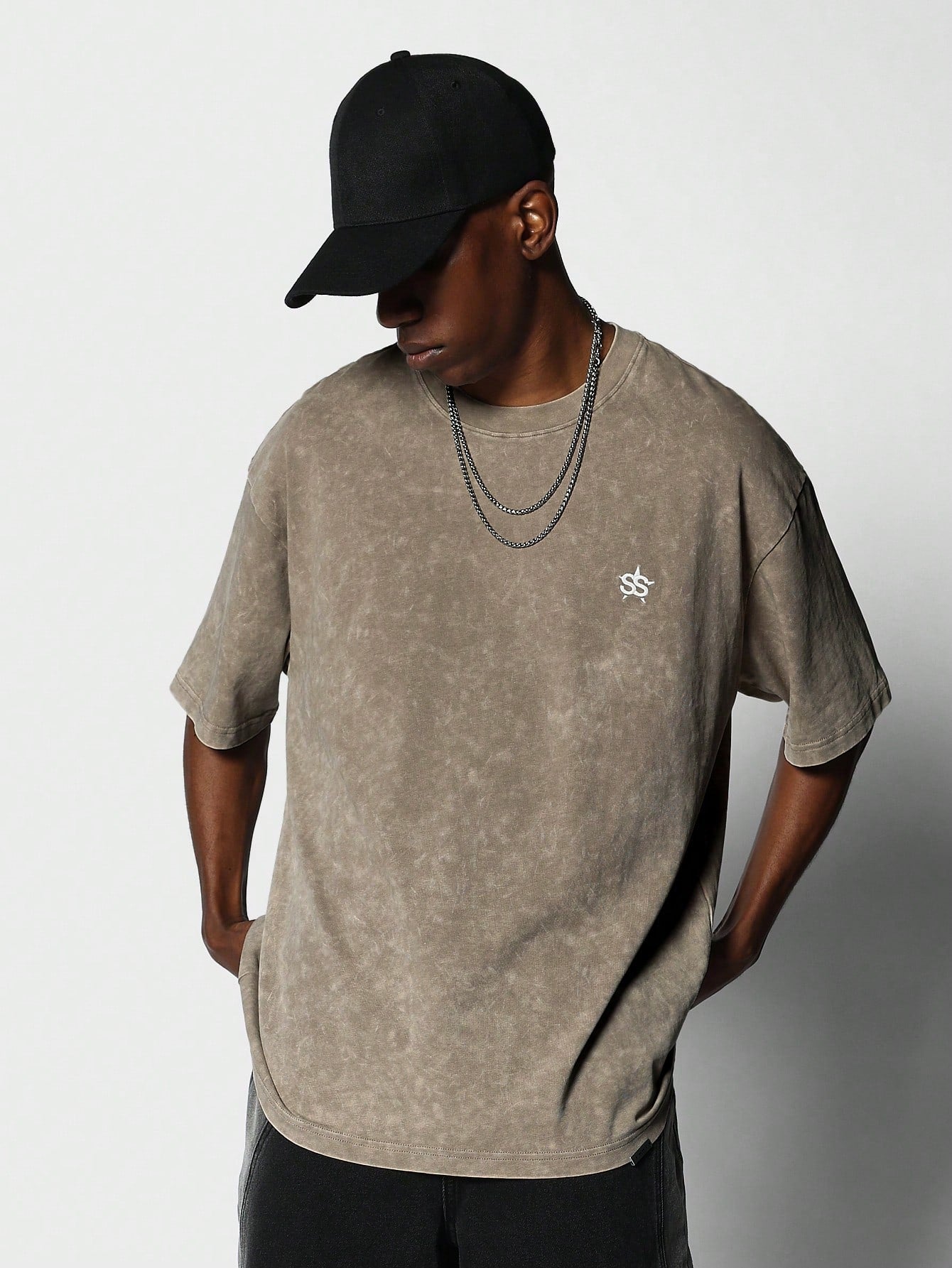 Regular Fit Washed Tee With Back Graphic Print