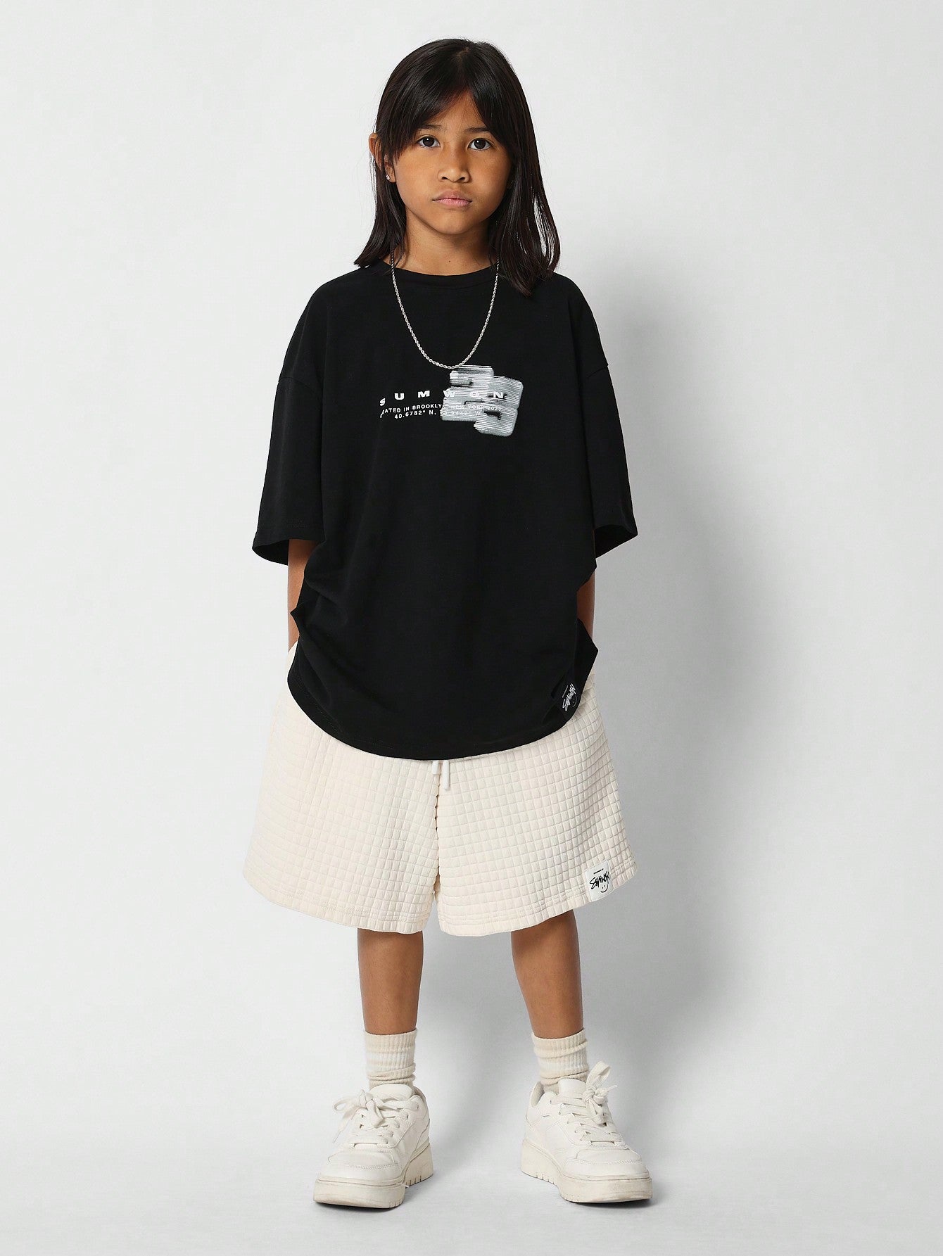 Tween Girls Oversized Fit Tee With Back Print