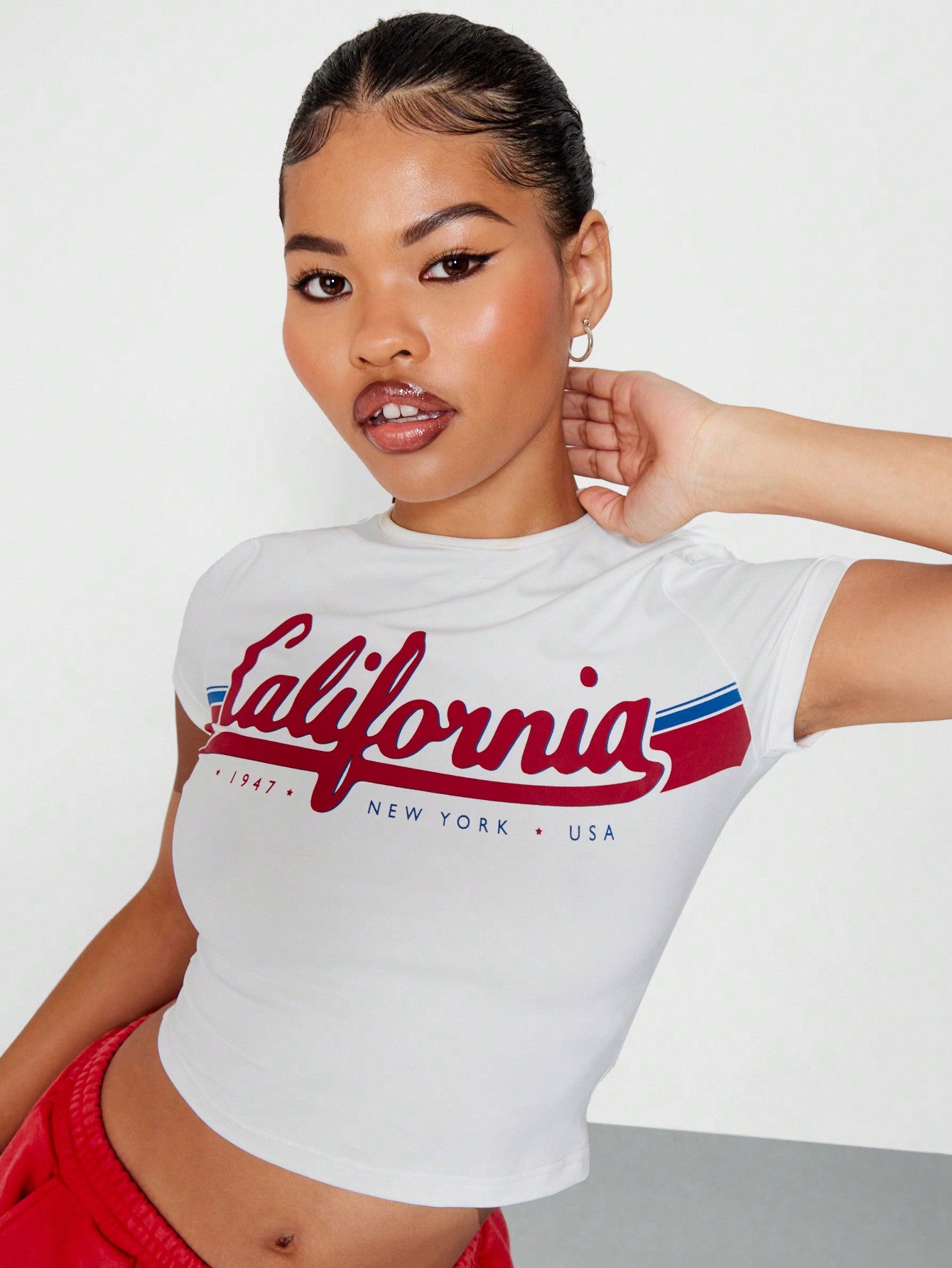 SUMWON WOMEN Baby Tee With California Graphic Print