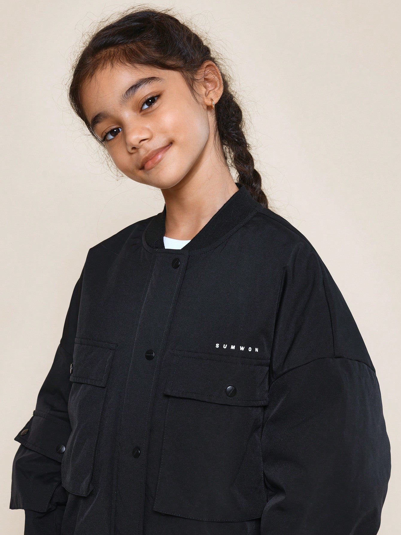 Tween Girls Oversized Bomber Jacket