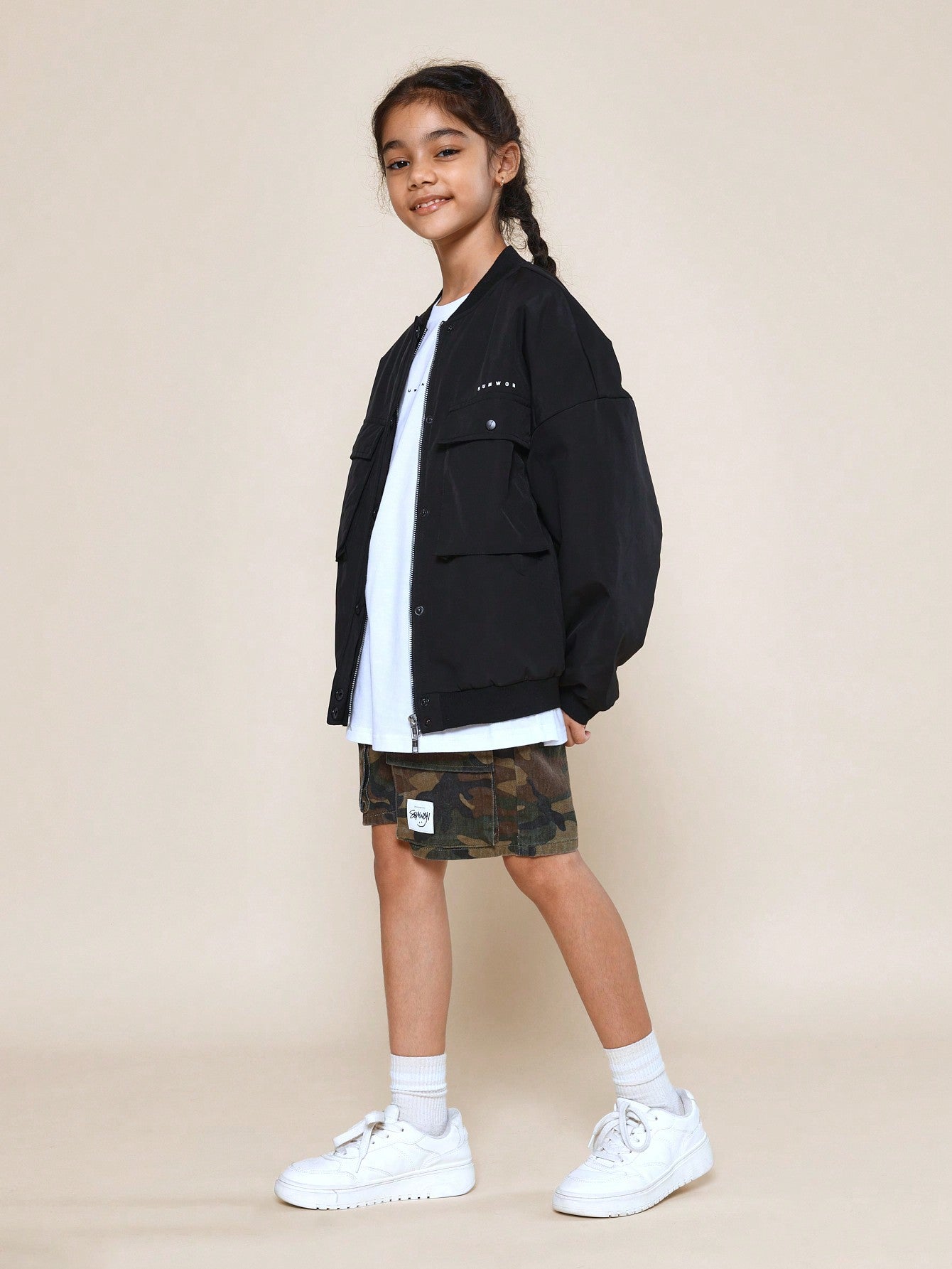 Tween Girls Oversized Bomber Jacket