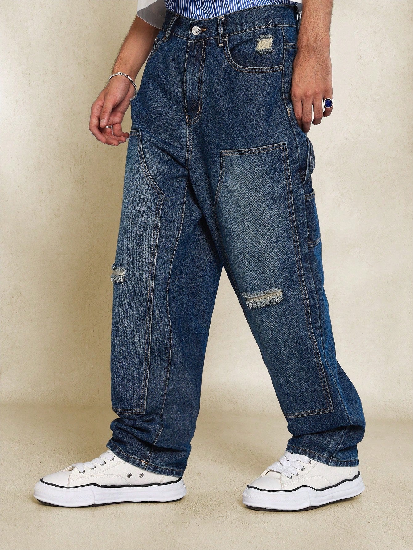 Straight Fit Ripped Carpenter Jean