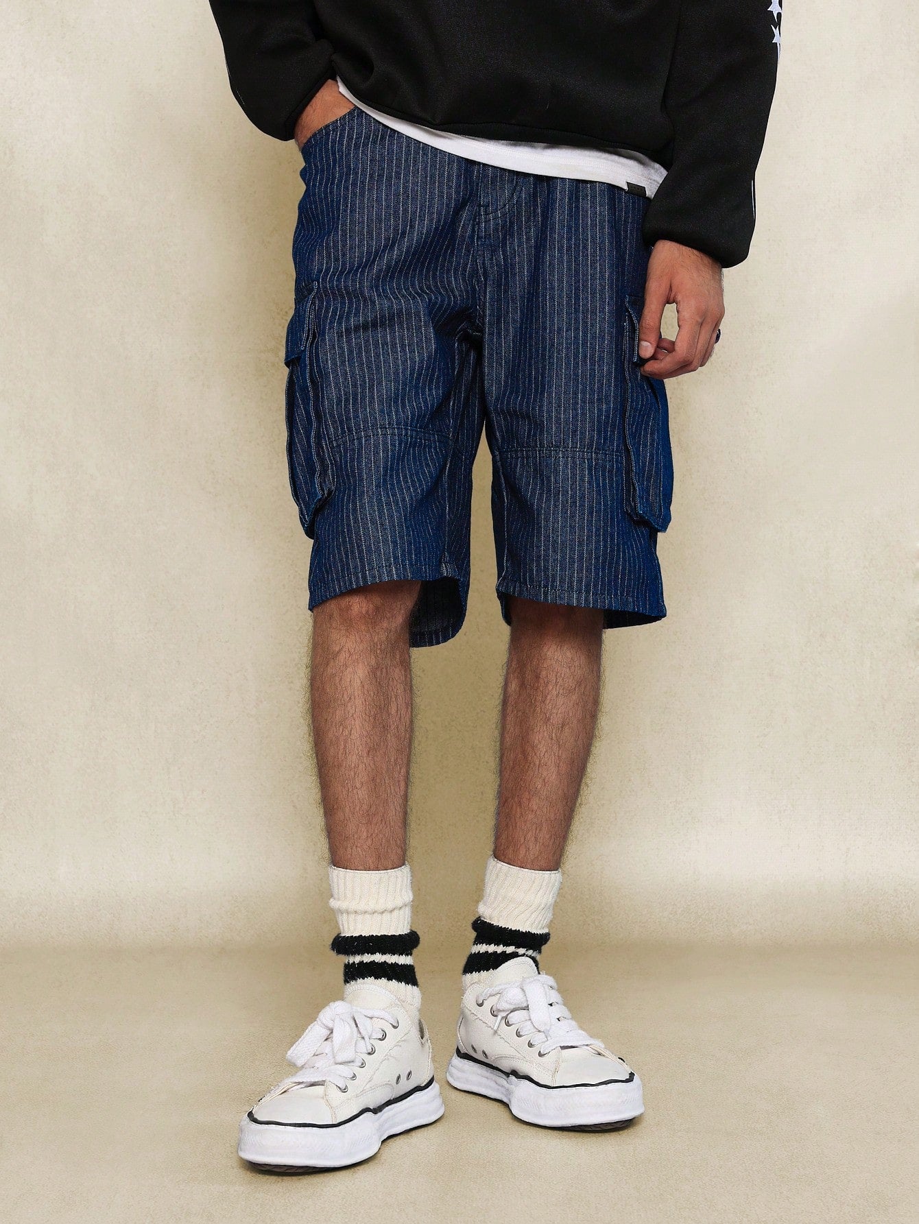 Stripe Denim Cargo Short