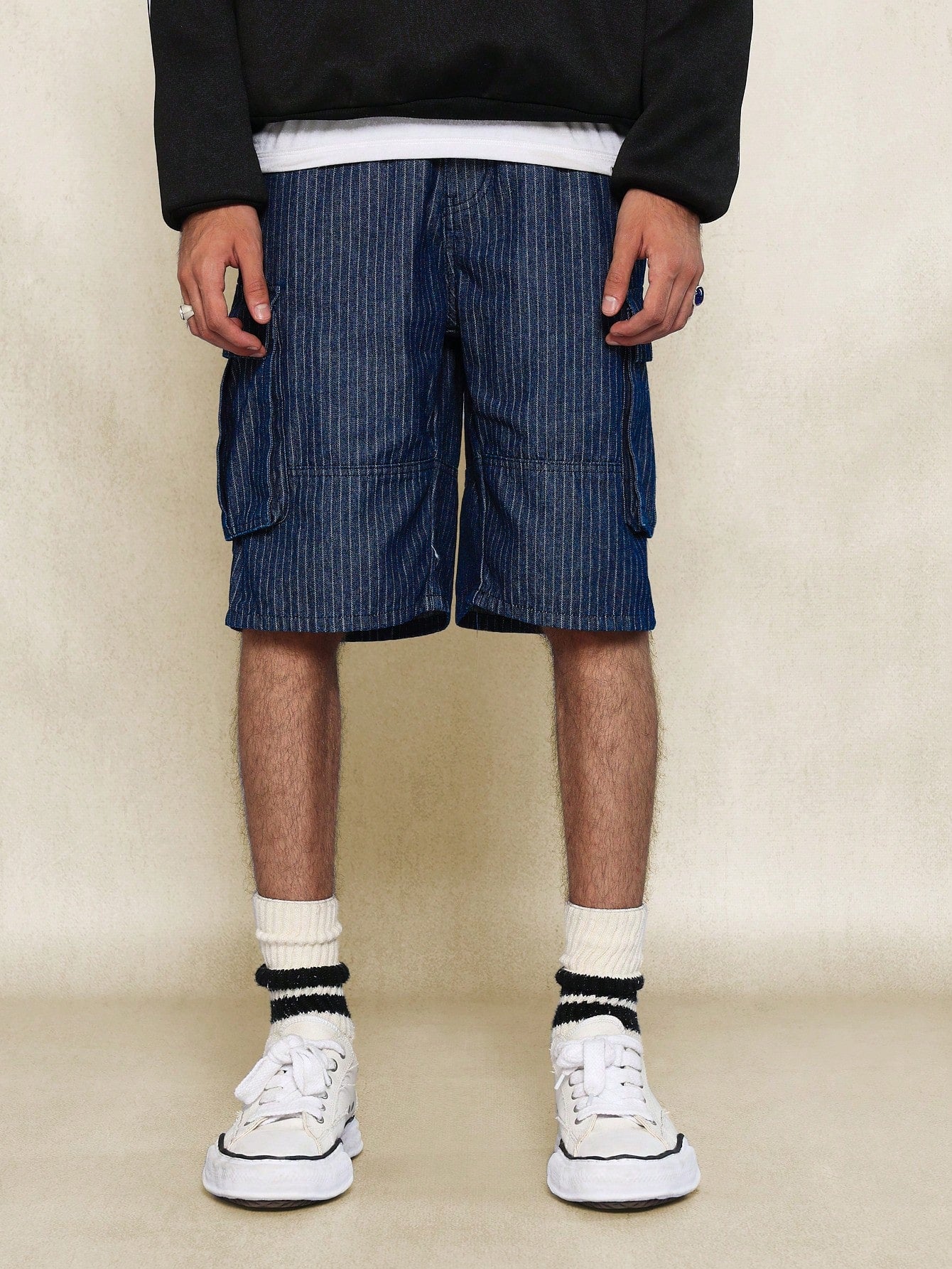 Stripe Denim Cargo Short