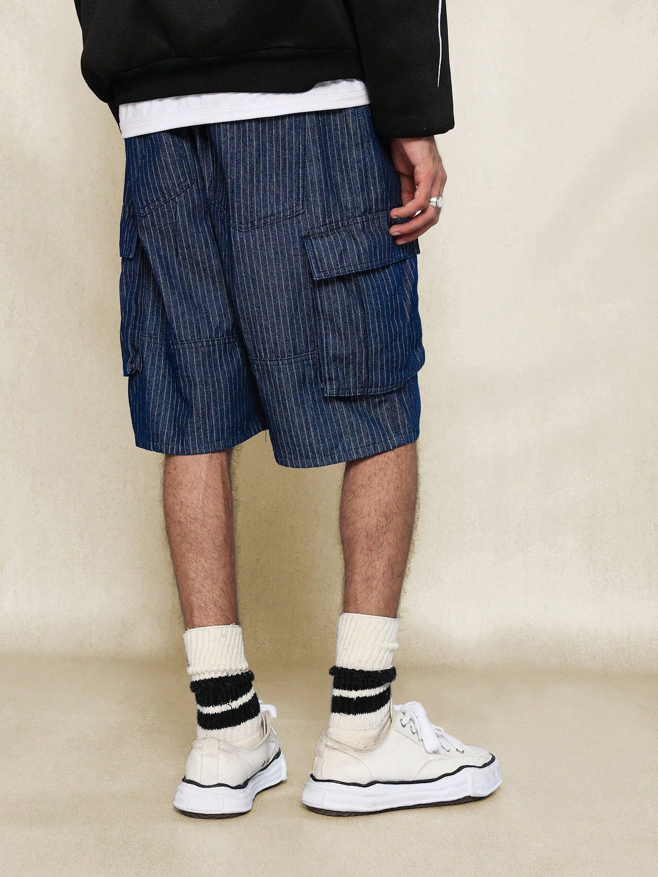 Stripe Denim Cargo Short