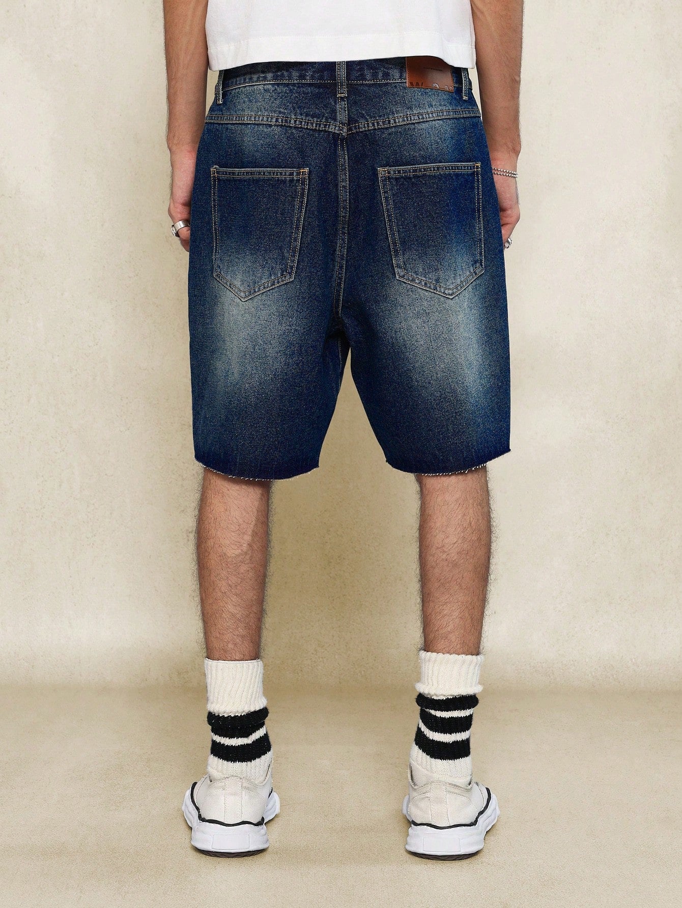 Washed Raw Edge Denim Short