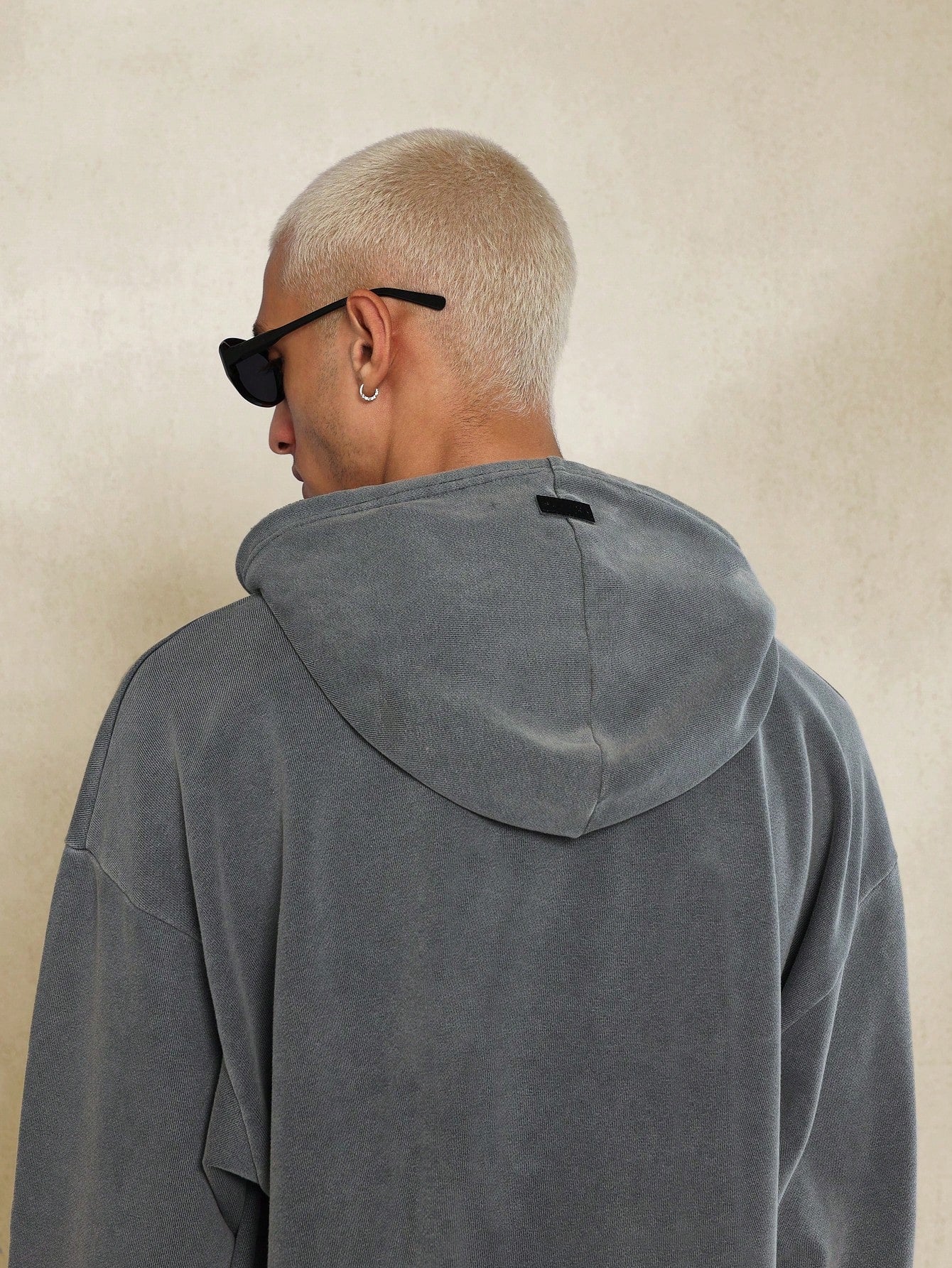 Washed Oversized Cropped Hoodie With Raw Edge And Tear Detail