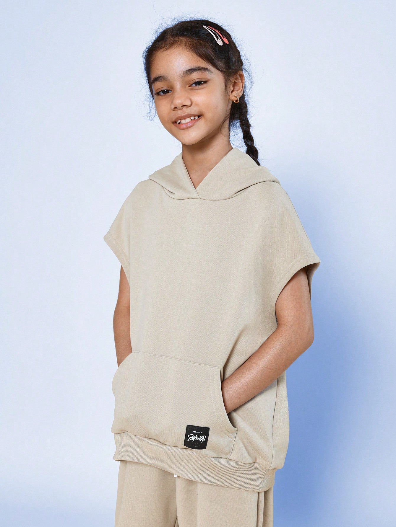 Tween Girls Relaxed Boxy Sleeveless Hoodie And Wide Leg Sweatpants 2 Piece Set