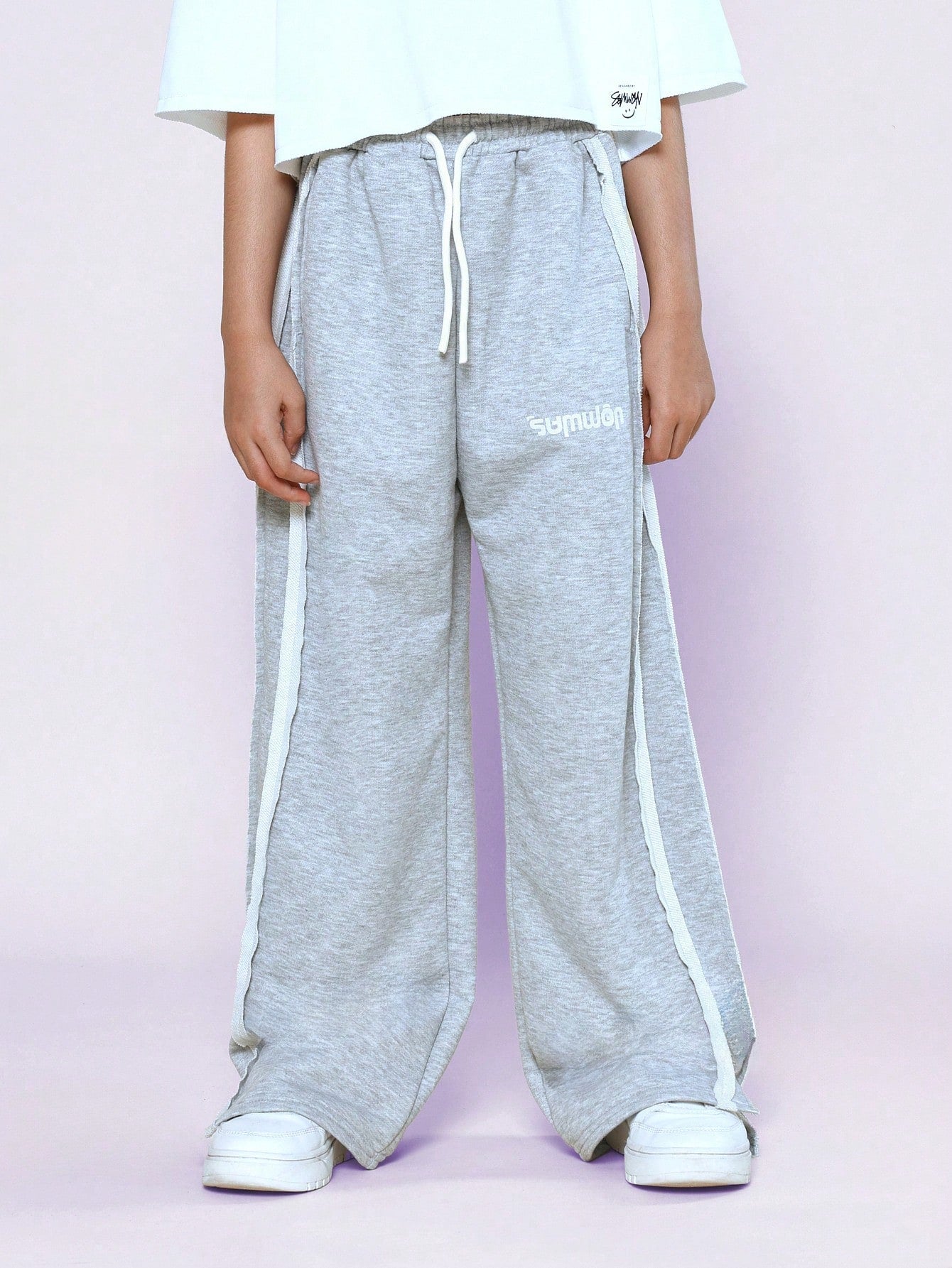 Tween Girls Wide Leg Fit Jogger With Exposed Side Seams