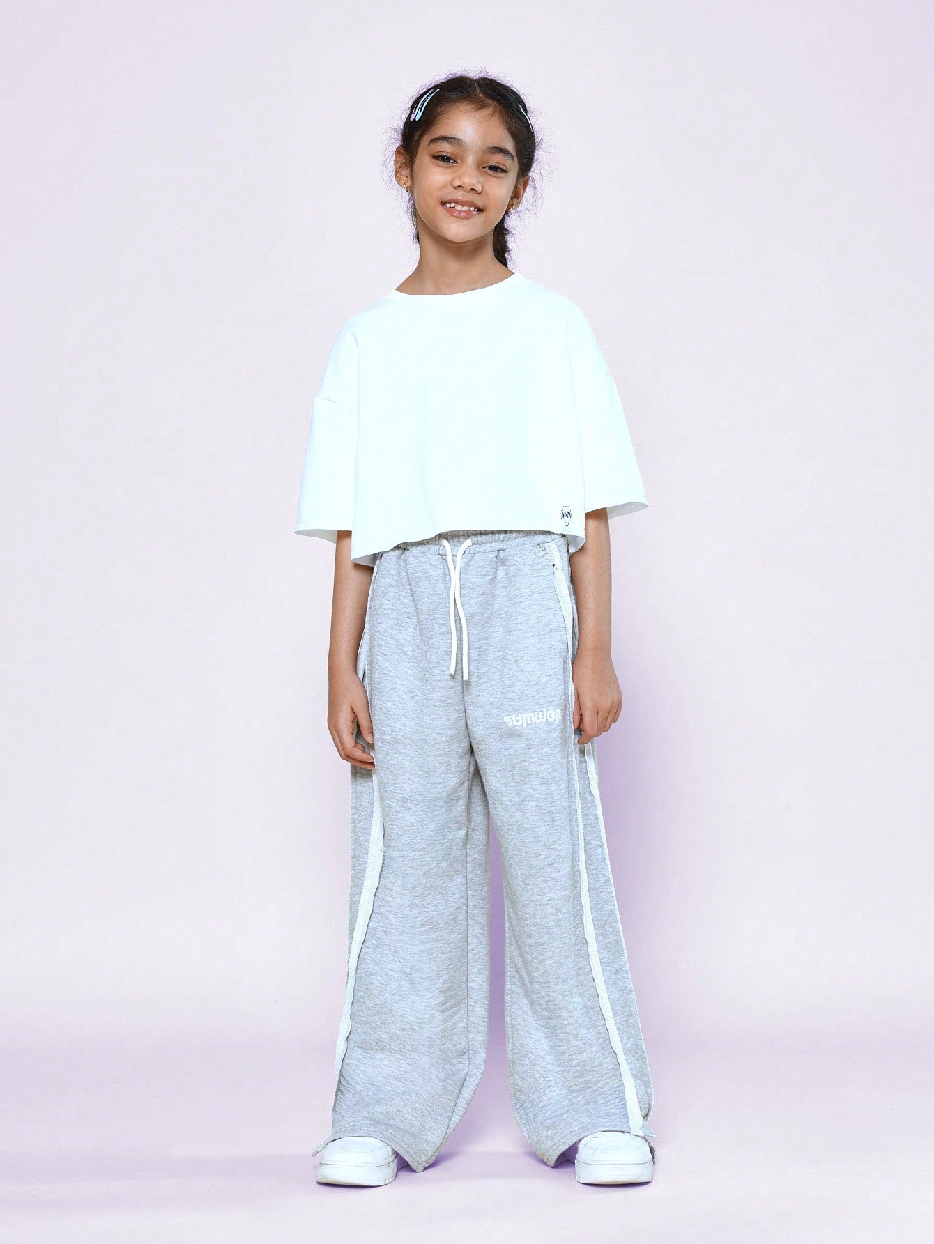 Tween Girls Wide Leg Fit Jogger With Exposed Side Seams