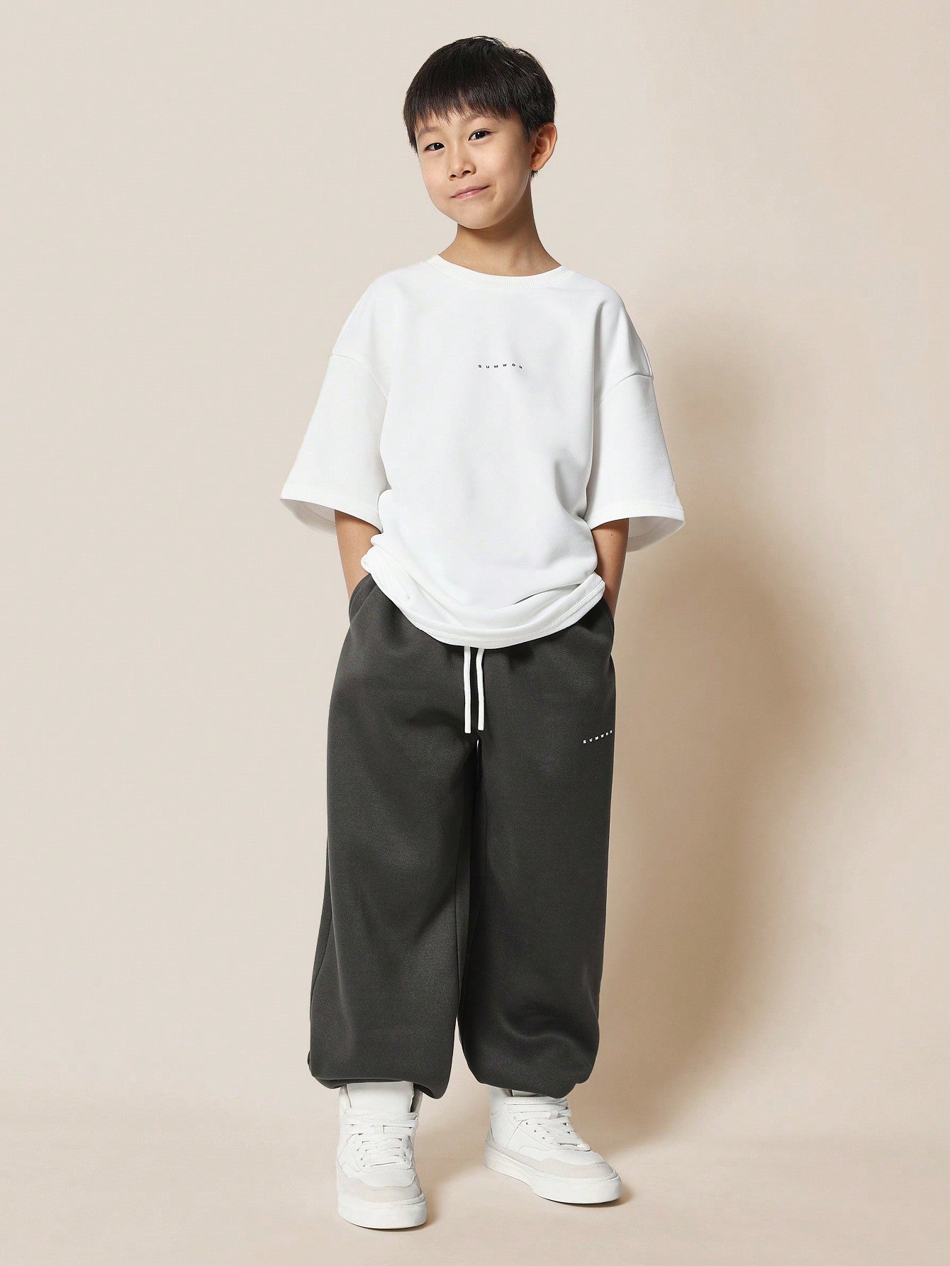 Tween Boys Oversized Elbow Sleeve Tee With Baggy Fit Joggers 2 Piece Set