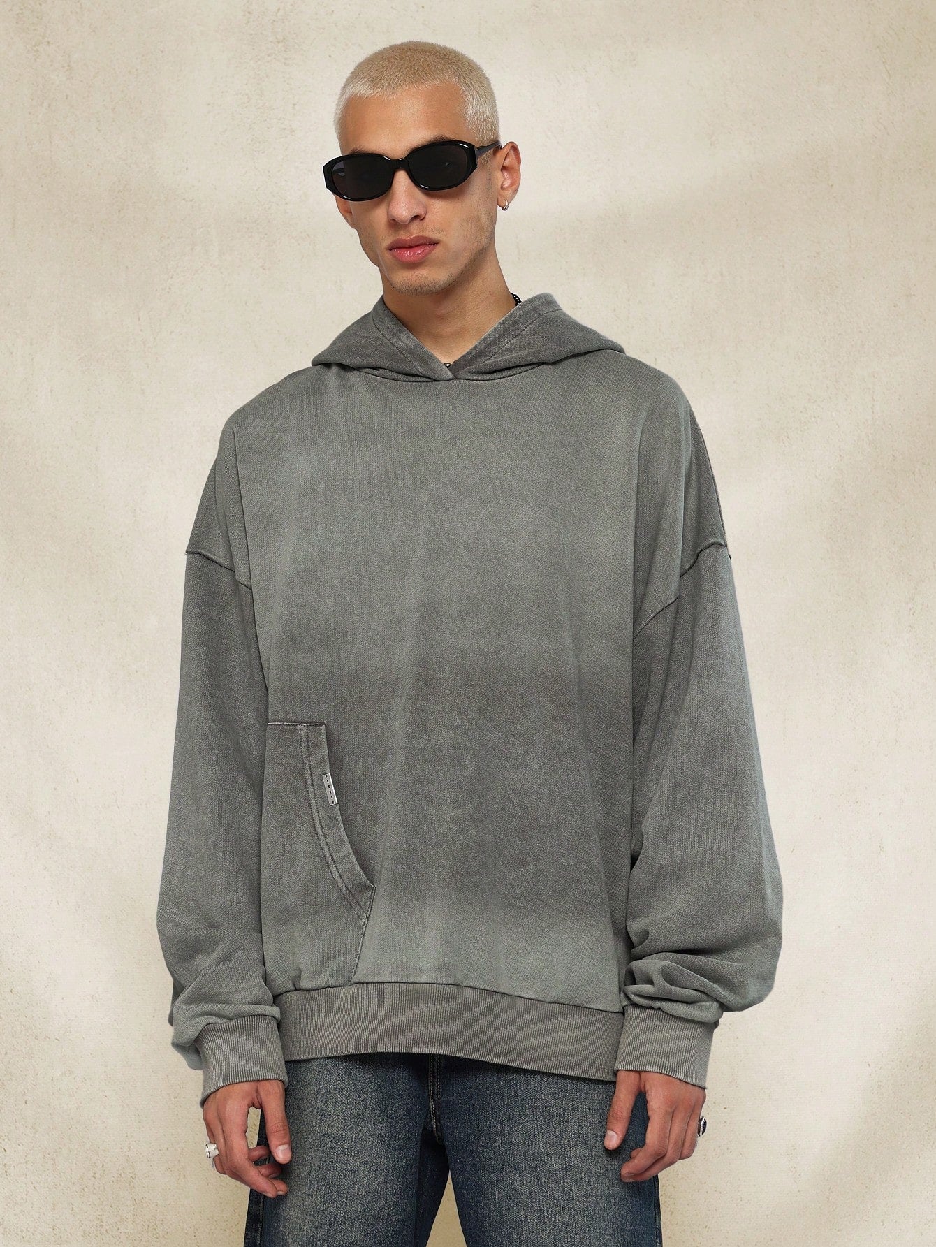 Oversized Overhead Hoodie With Asymmetrical Pocket Detail