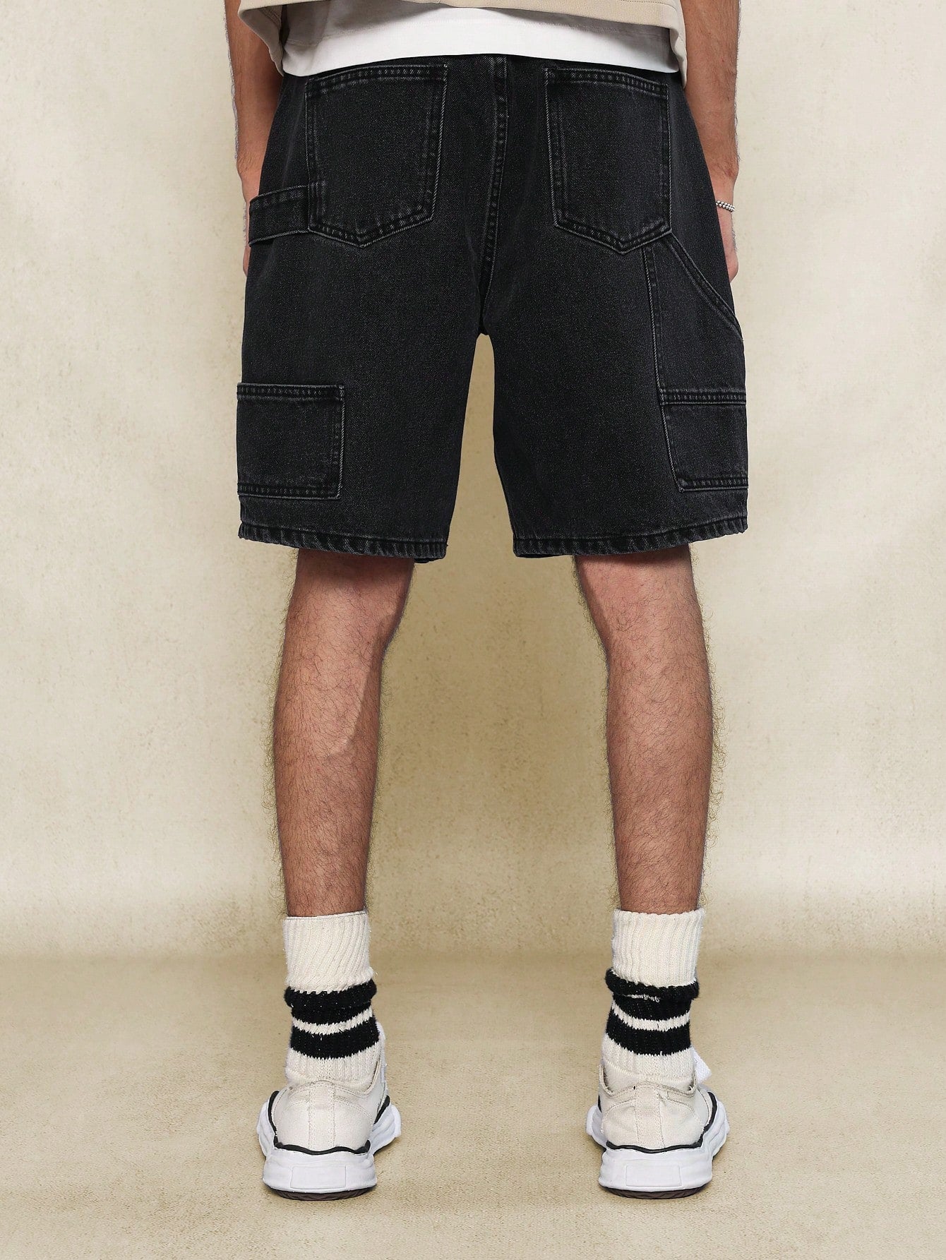 Carpenter Denim Short With Eyelet Detail