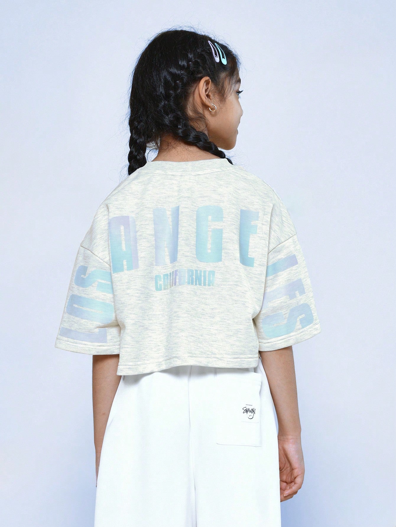 Tween Girls Crop Fit Tee With Los Angeles Graphic Print