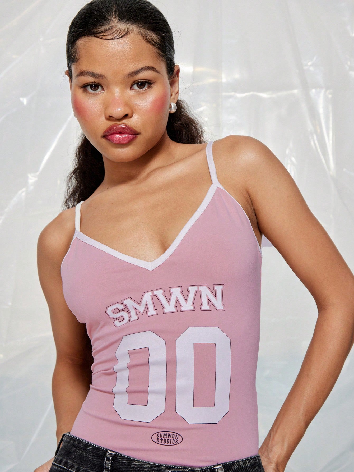 SUMWON WOMEN Baller High Rise Bodysuit With Letter & Number Graphic Print