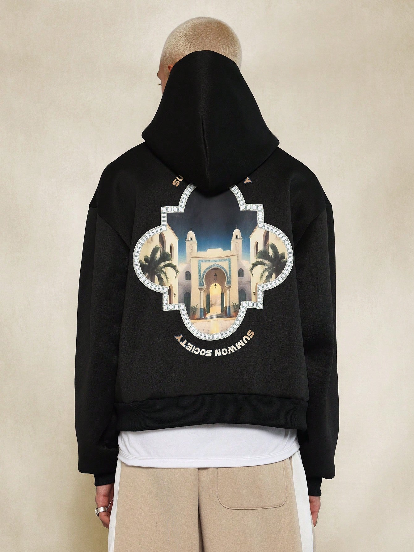 Overhead Hoodie With Letter & Resort Graphic Print