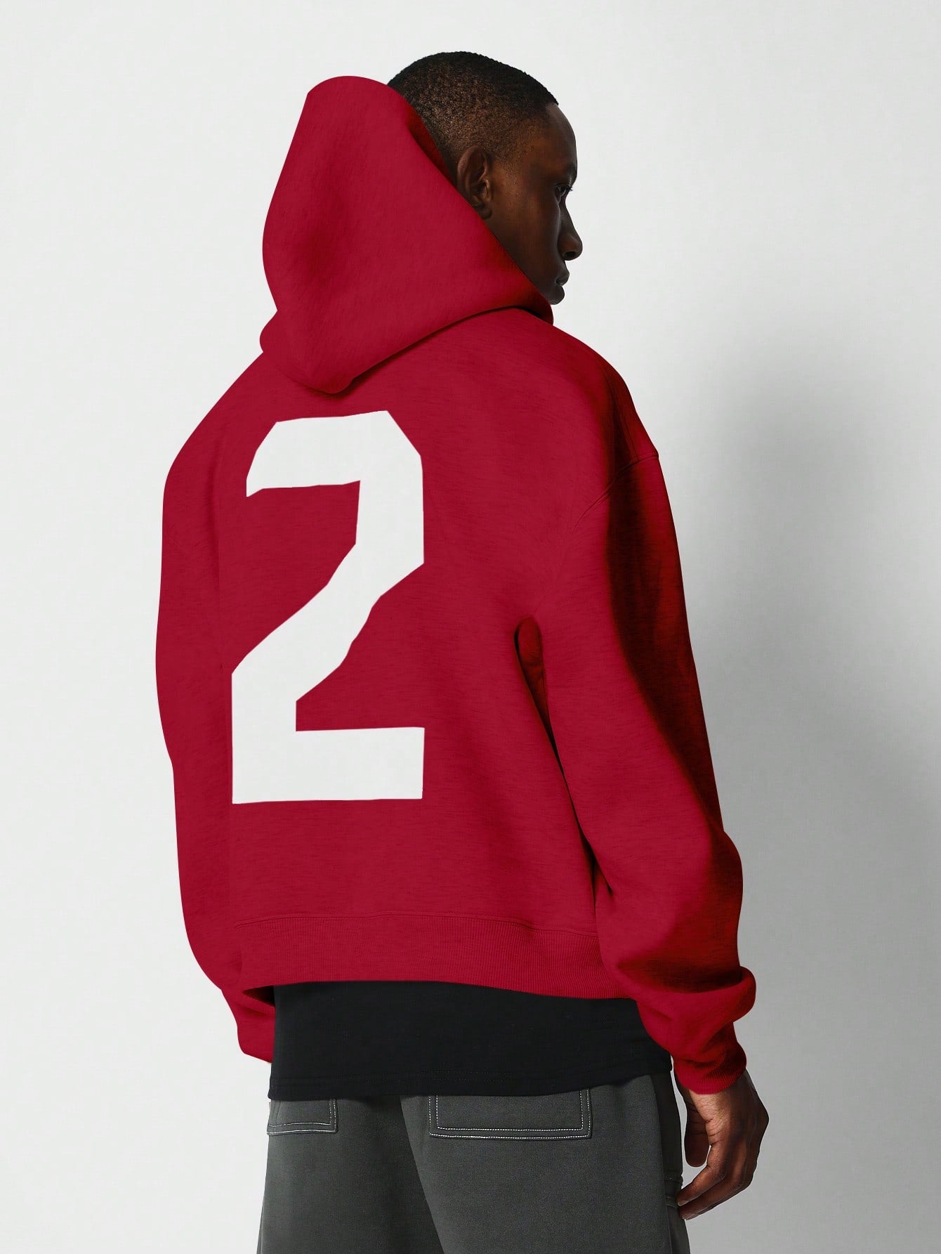 Regular Fit Overhead Hoodie With Back Number Graphic Print