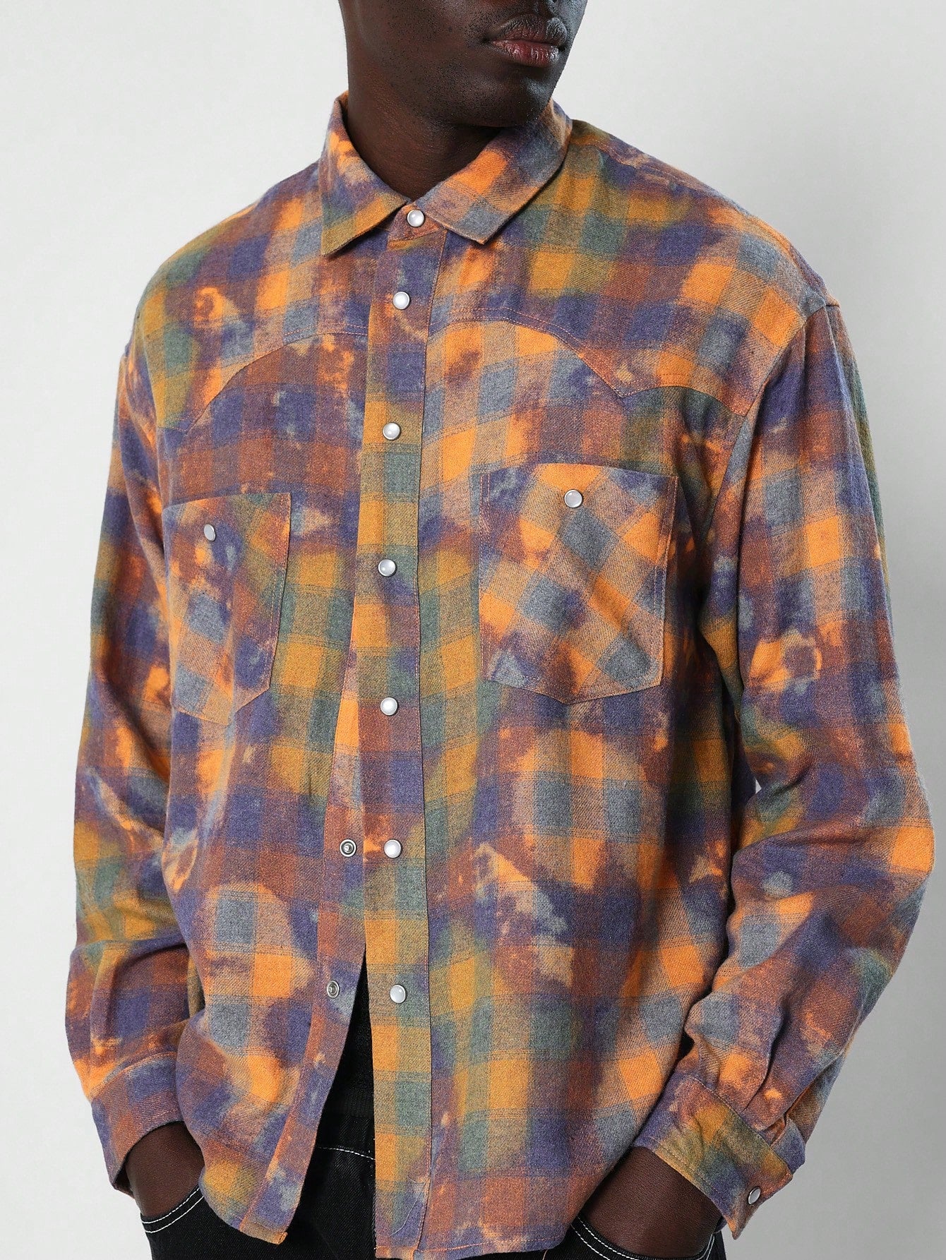 Tie Dye Checkboard Western Shirt