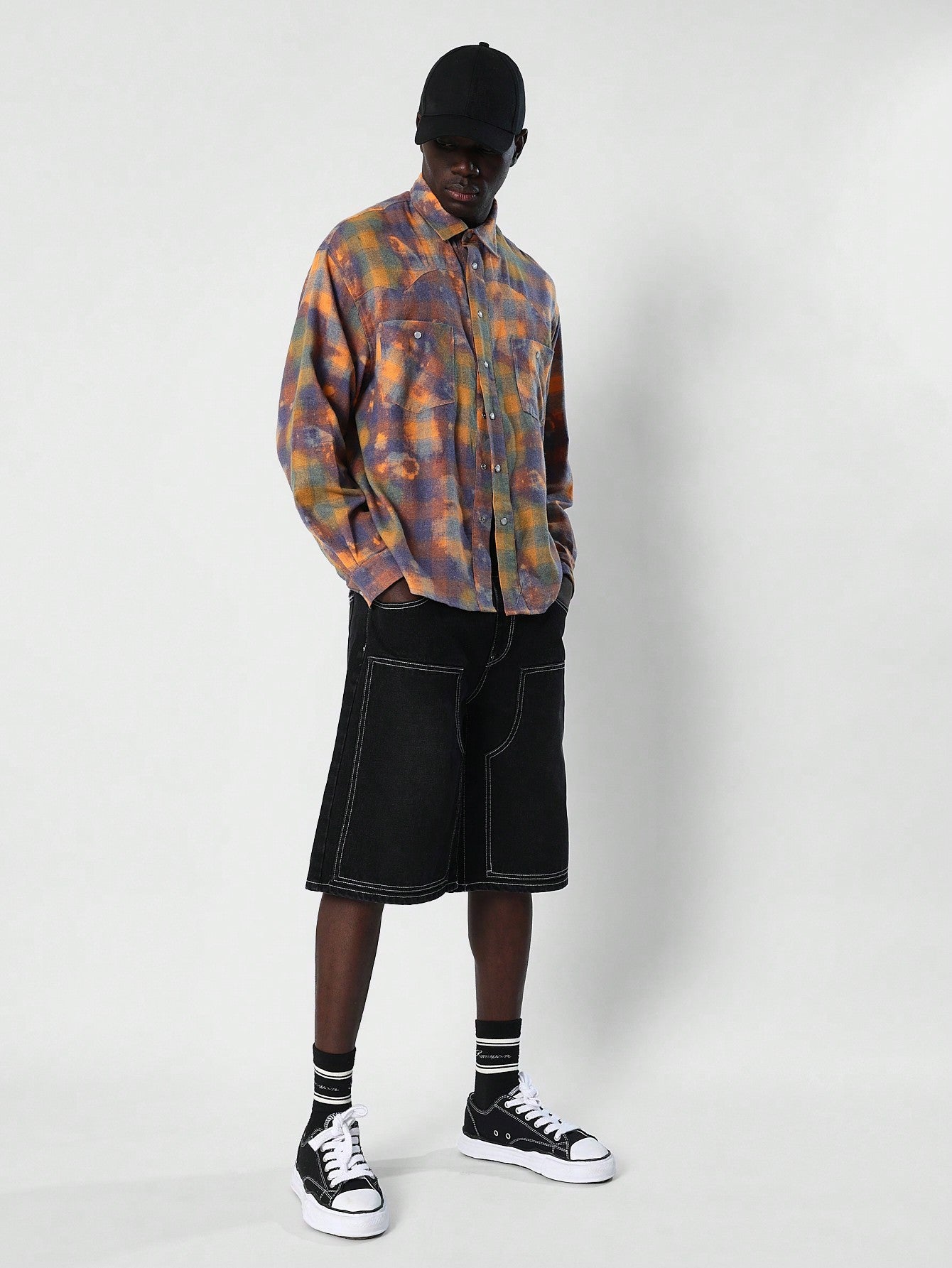 Tie Dye Checkboard Western Shirt