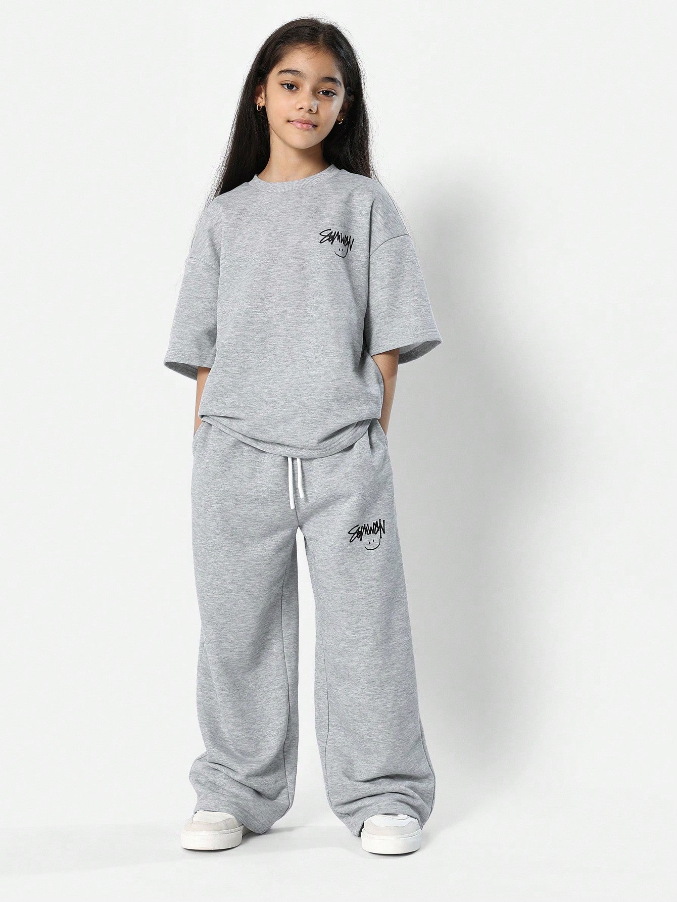 Tween Girls Oversized Fit Drop Shoulder And Straight Fit Jogger 2 Piece Set