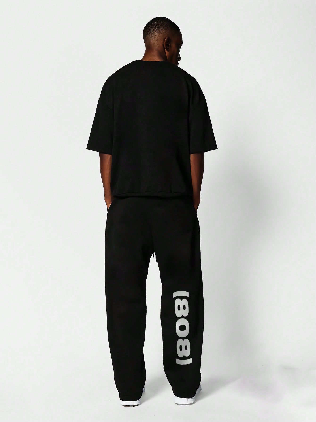 Drop Crotch Jogger With Number Graphic Print