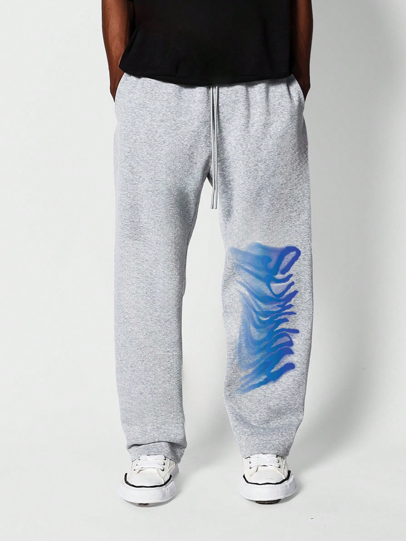 Drop Crotch Jogger With Graffiti Graphic Print