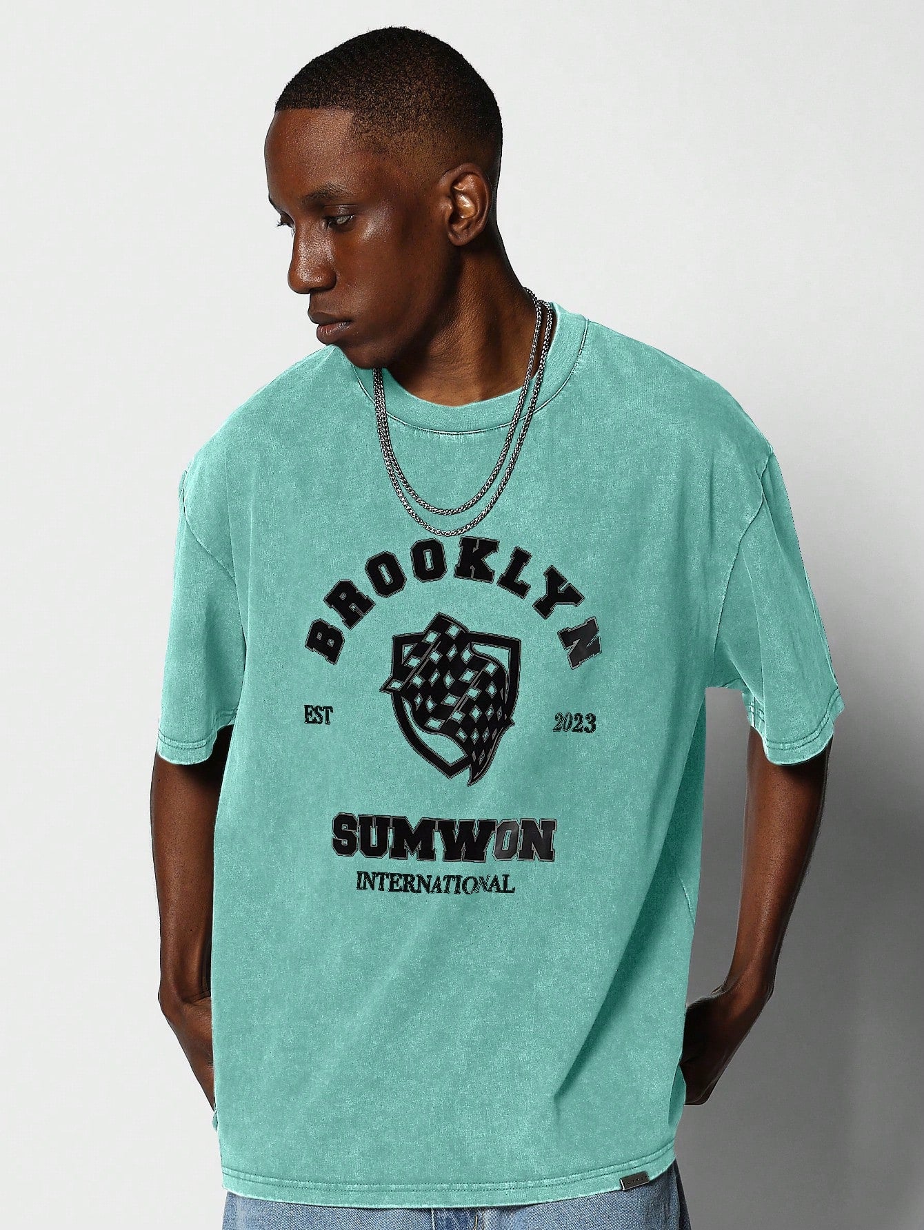 Washed Tee With Brooklyn Graphic