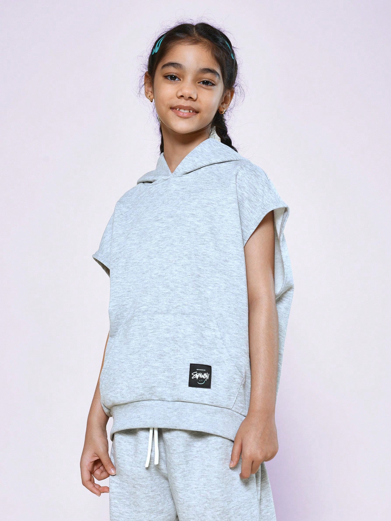 Tween Girls Relaxed Boxy Sleeveless Hoodie And Wide Leg Sweatpants 2 Piece Set