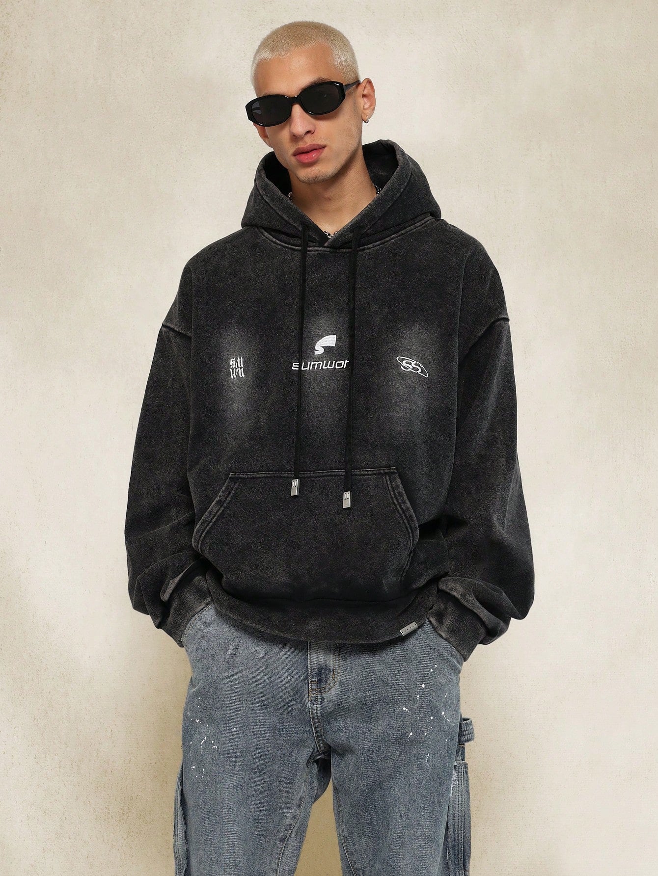 Oversized Premium Heavyweight Washed Hoodie With Graphic Print