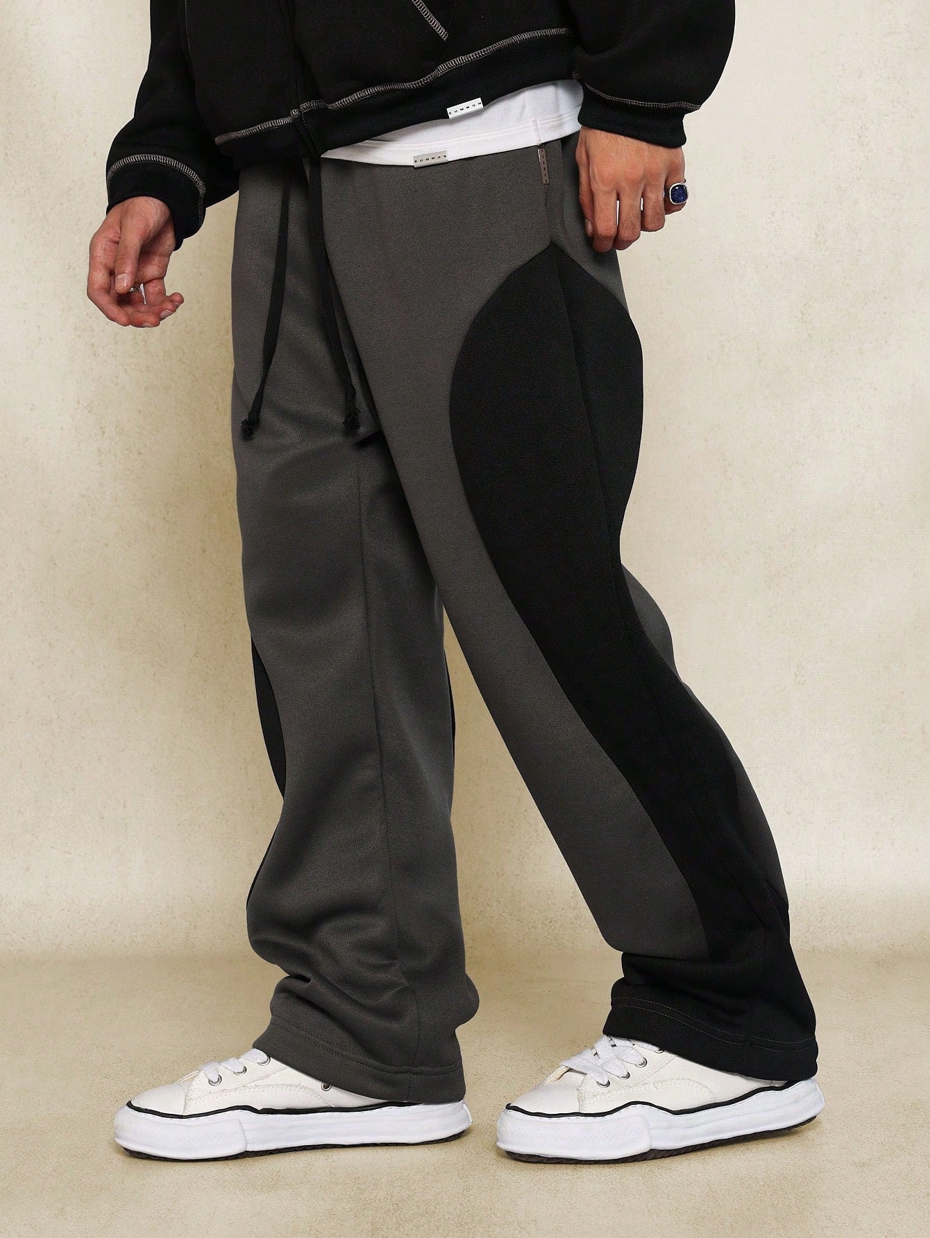 Straight Fit Colour Block Curved Panel Jogger