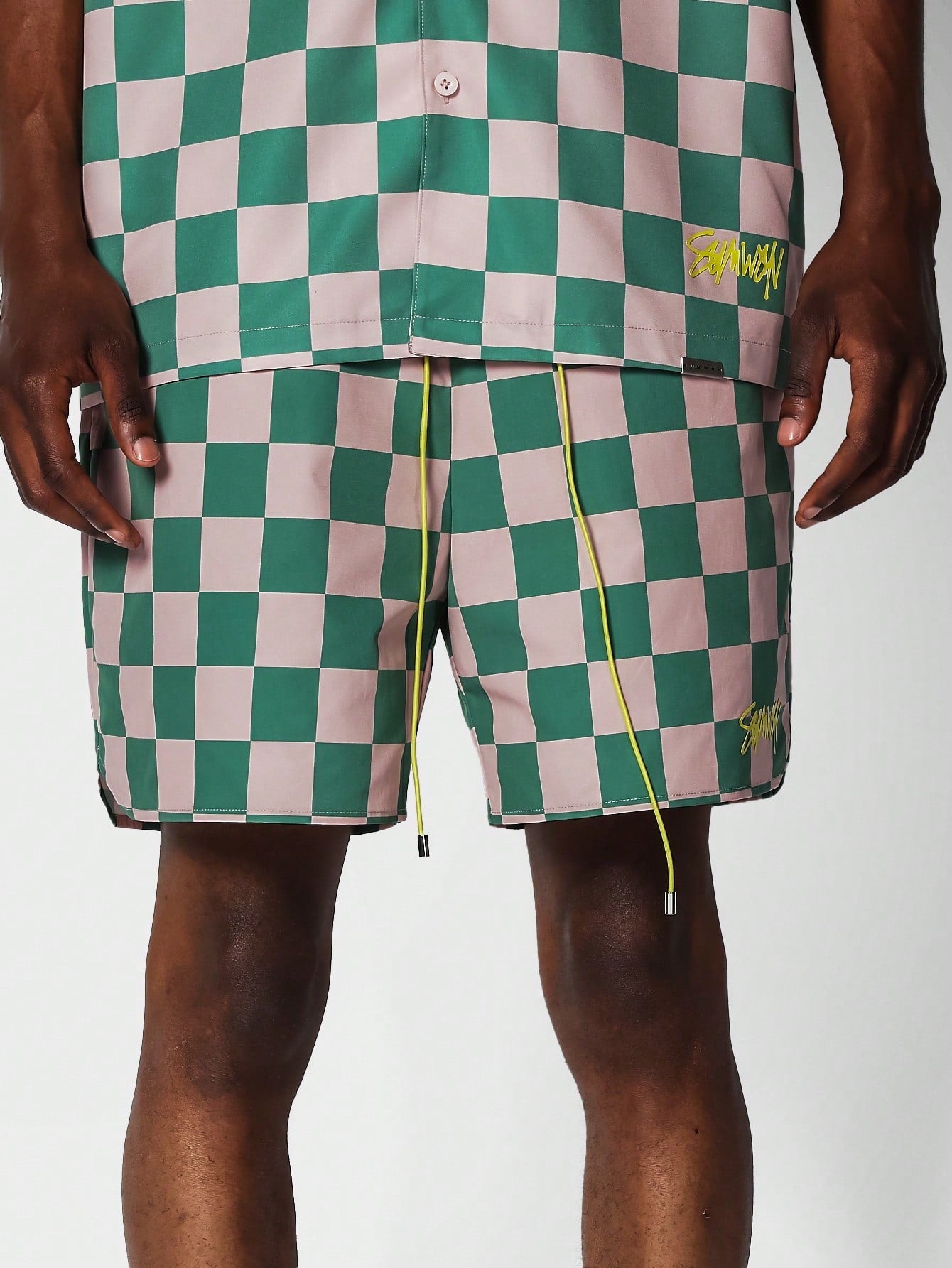 Nylon Checkerboard  Swim Short