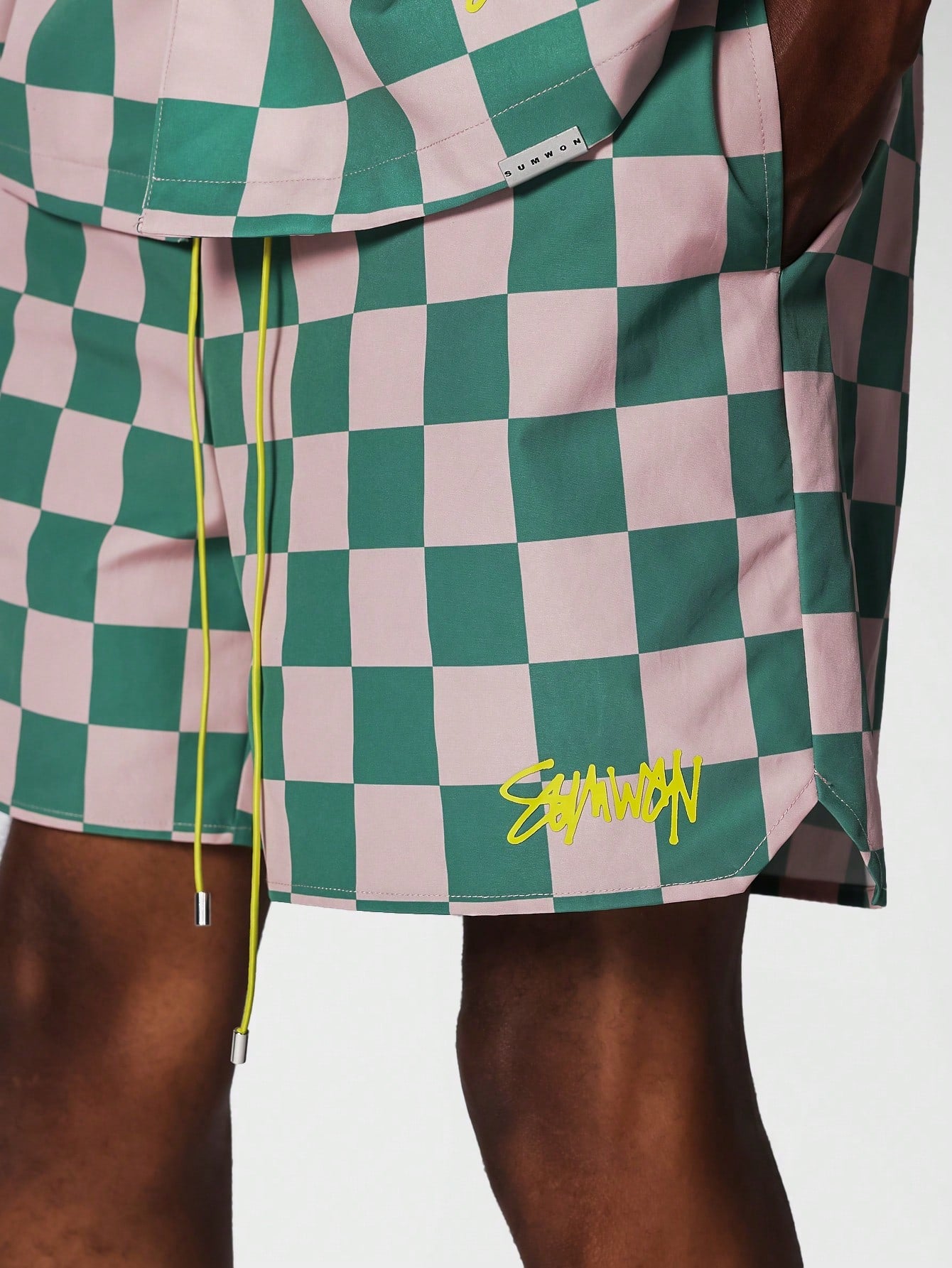 Nylon Checkerboard  Swim Short