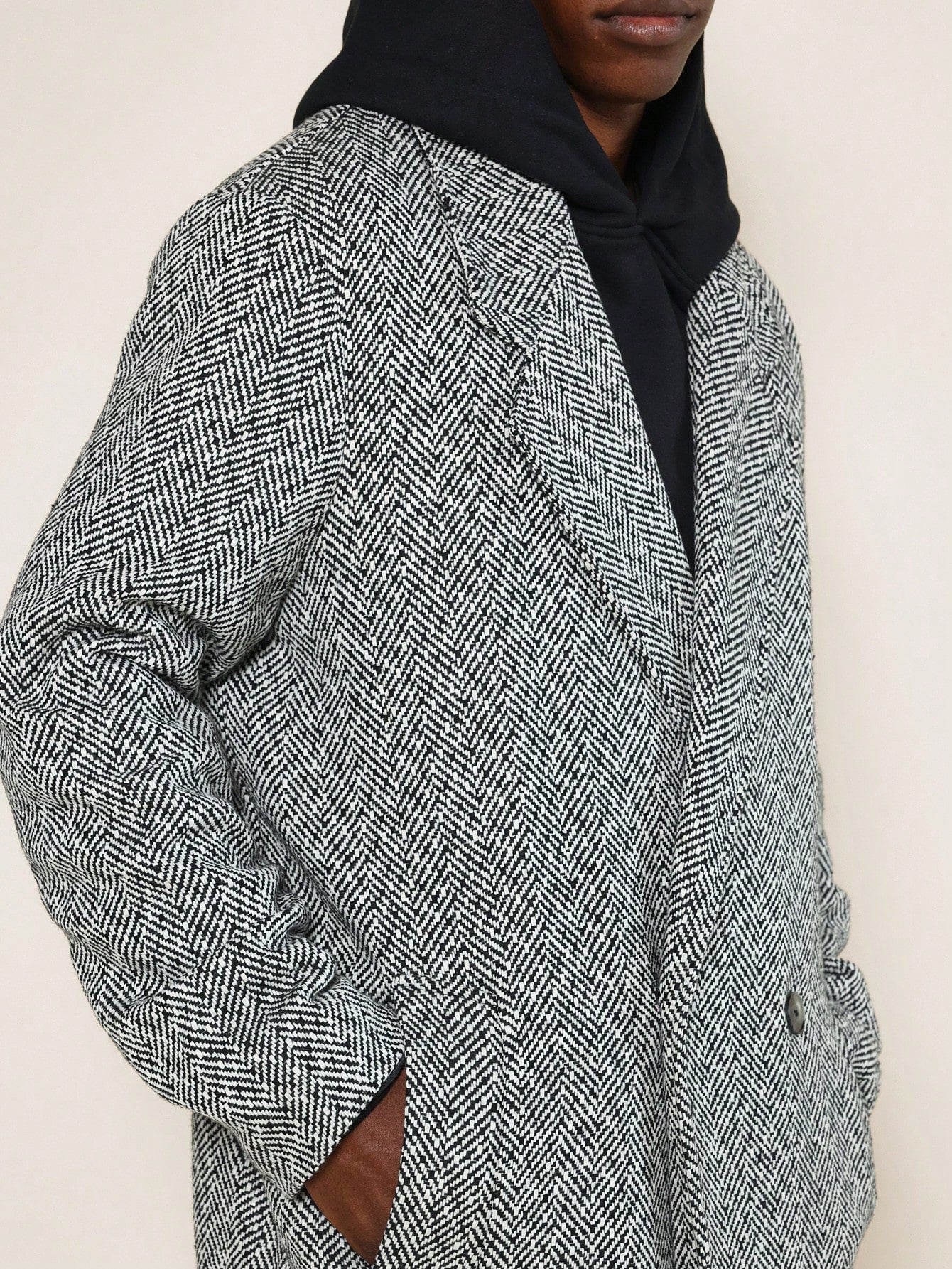 Double-Breasted Wool Blend Overcoat