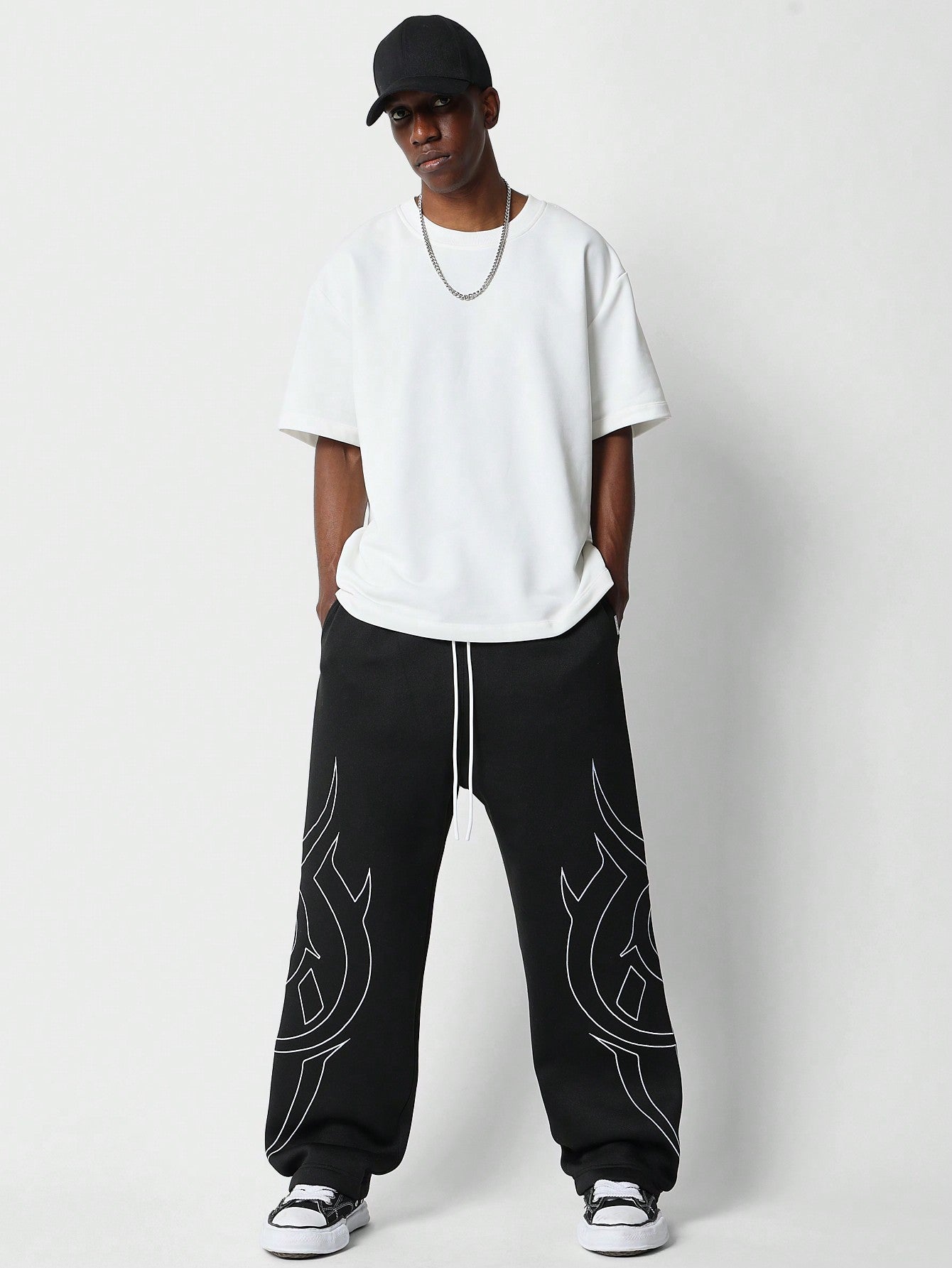 Drop Crotch Jogger With Side Graphic Print