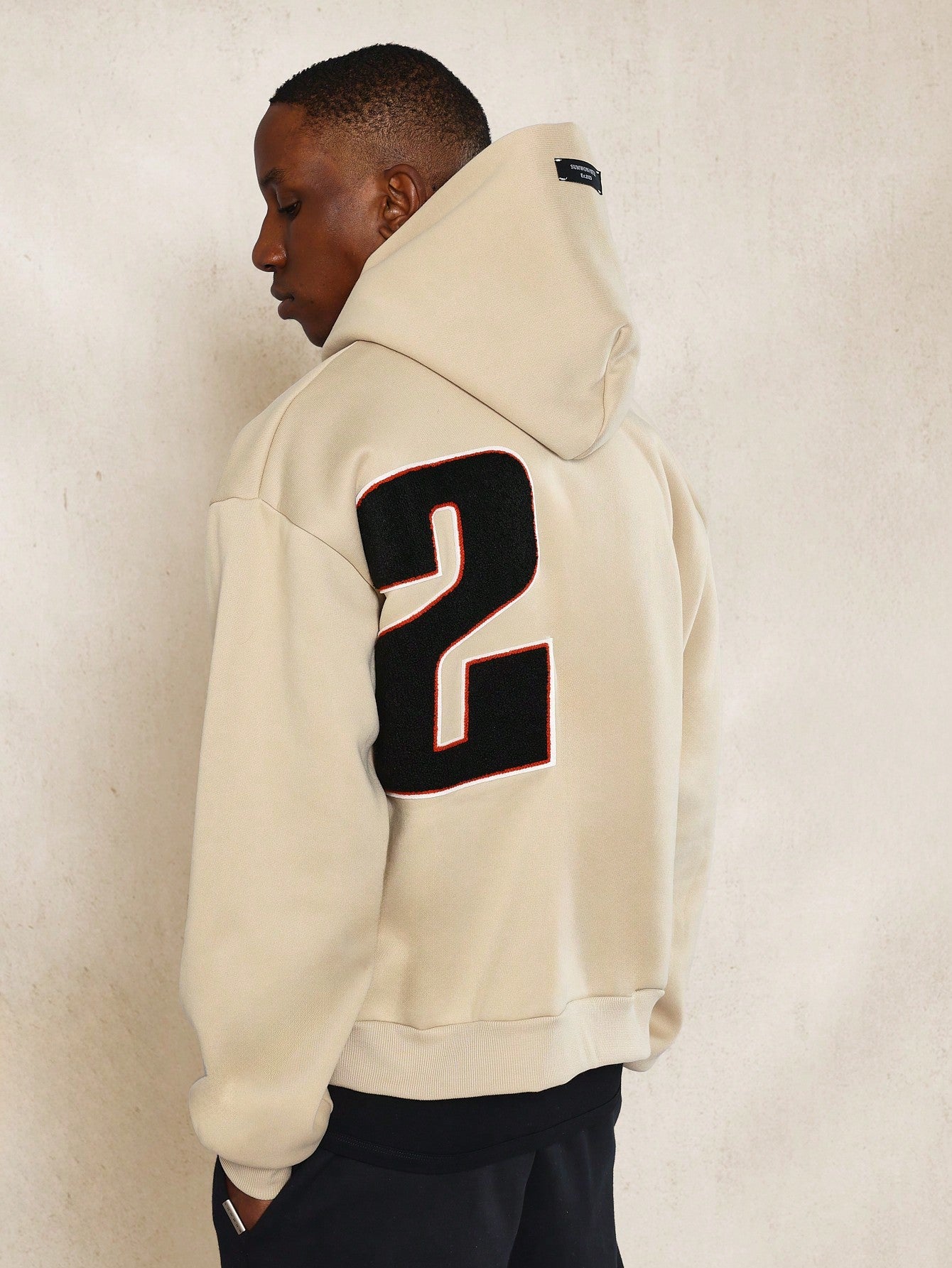 Regular Fit Overhead Hoodie With Applique Embroidery