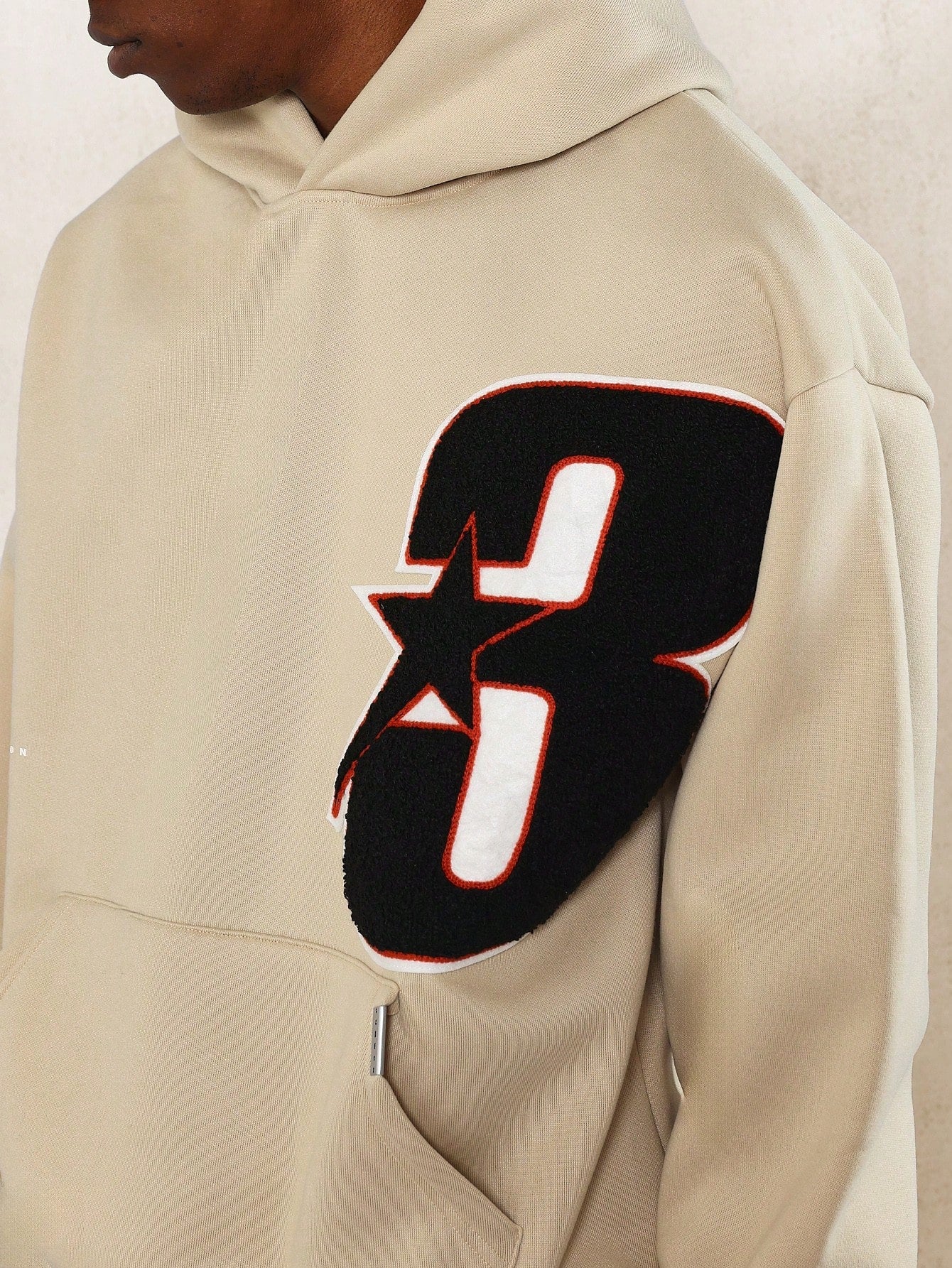 Regular Fit Overhead Hoodie With Applique Embroidery