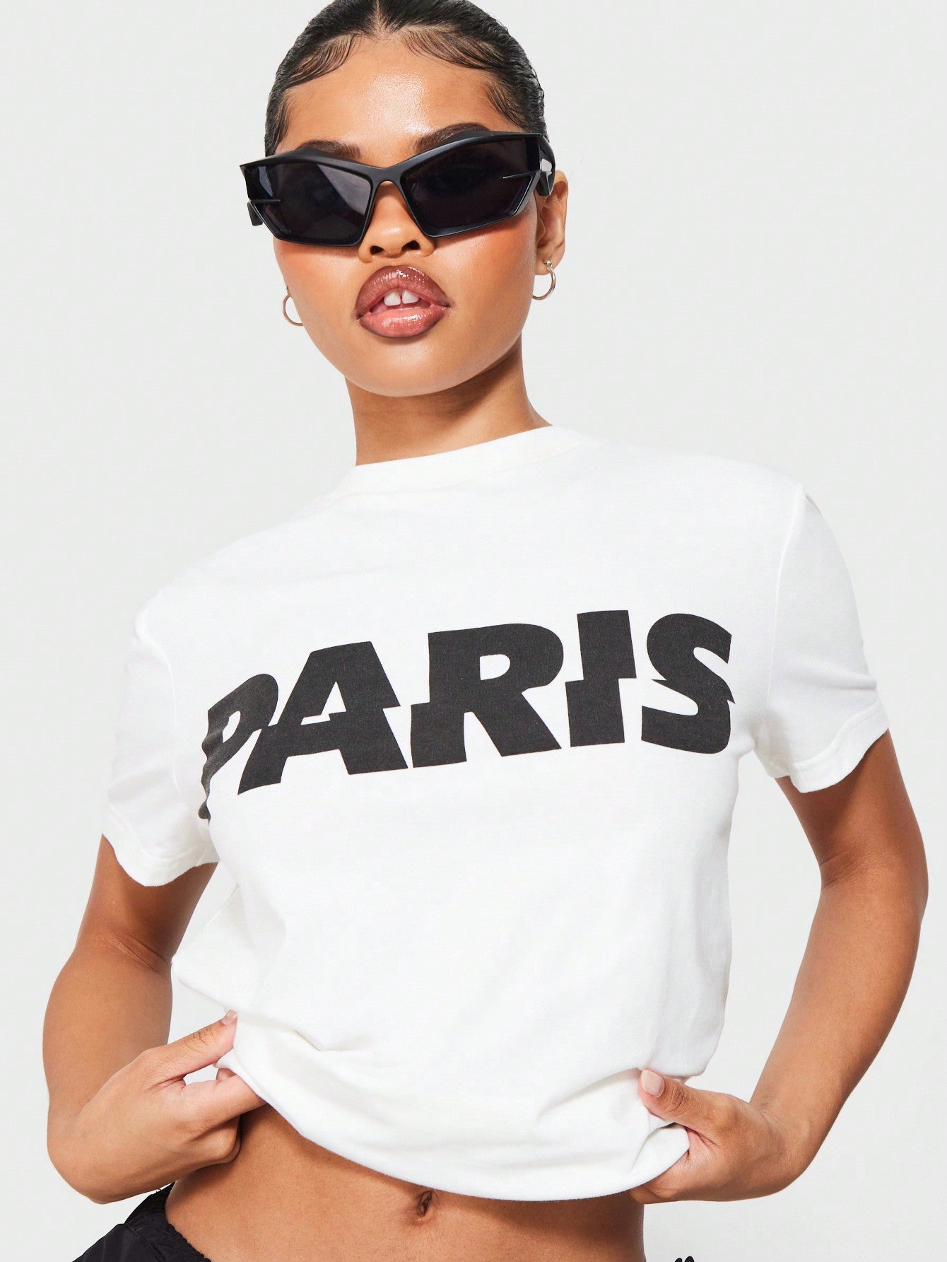 SUMWON WOMEN Paris Graphic Print Baby Tee