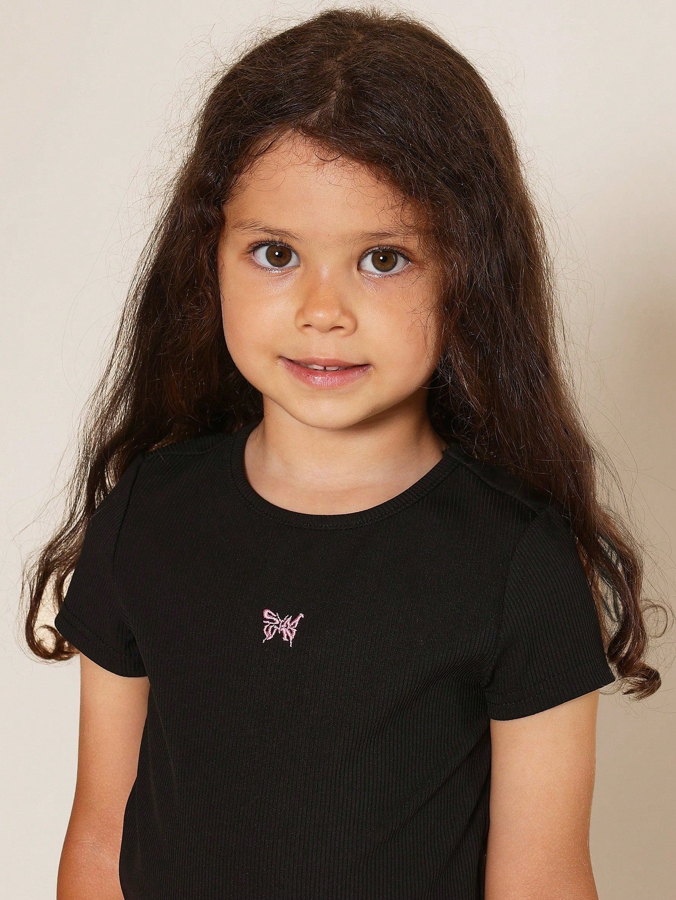 Young Girls Soft Ribbed T-Shirt With Butterfly Print Graphic