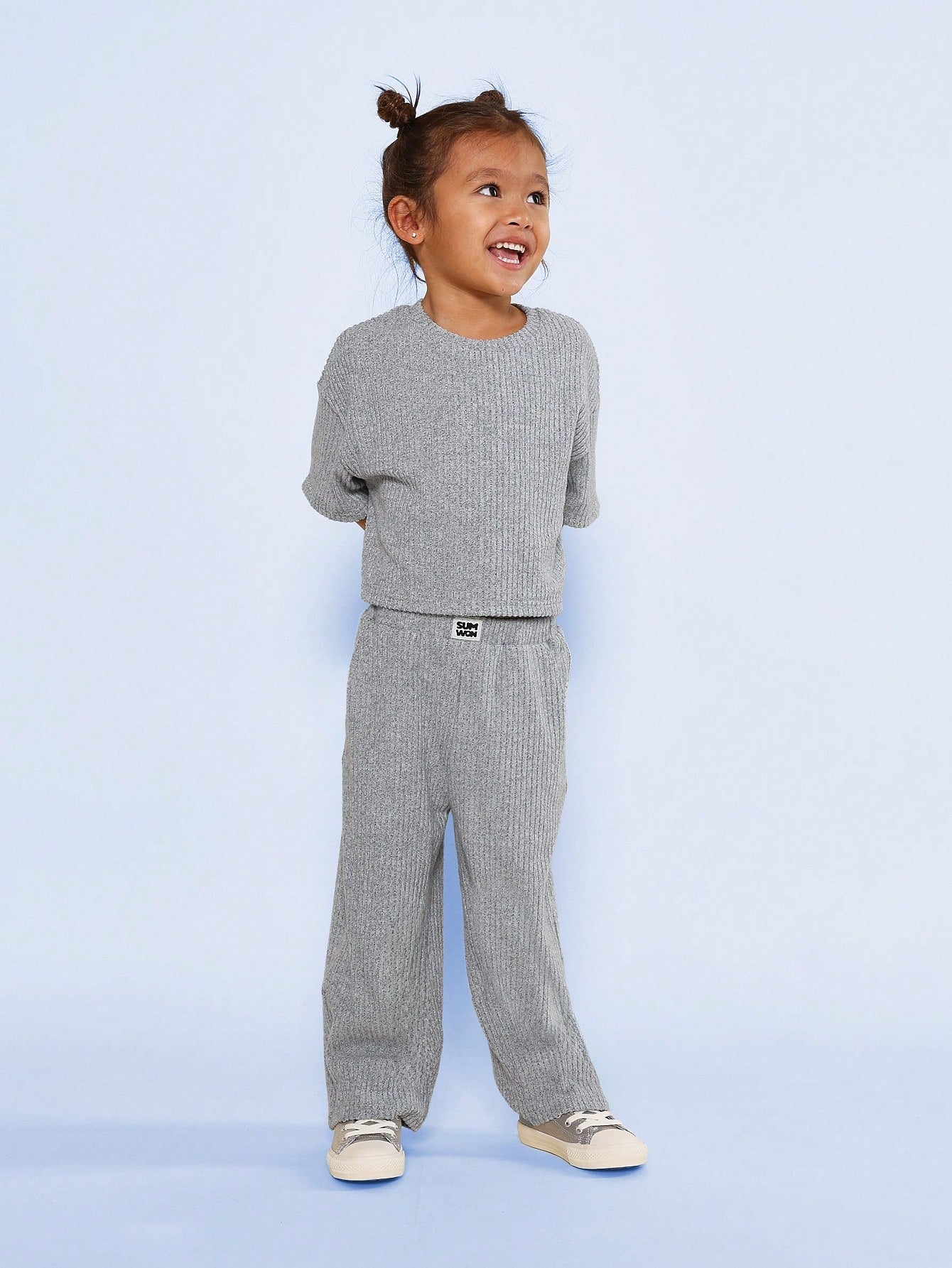 Young Girls Soft Cozy Rib Tee And Pant 2 Piece Set