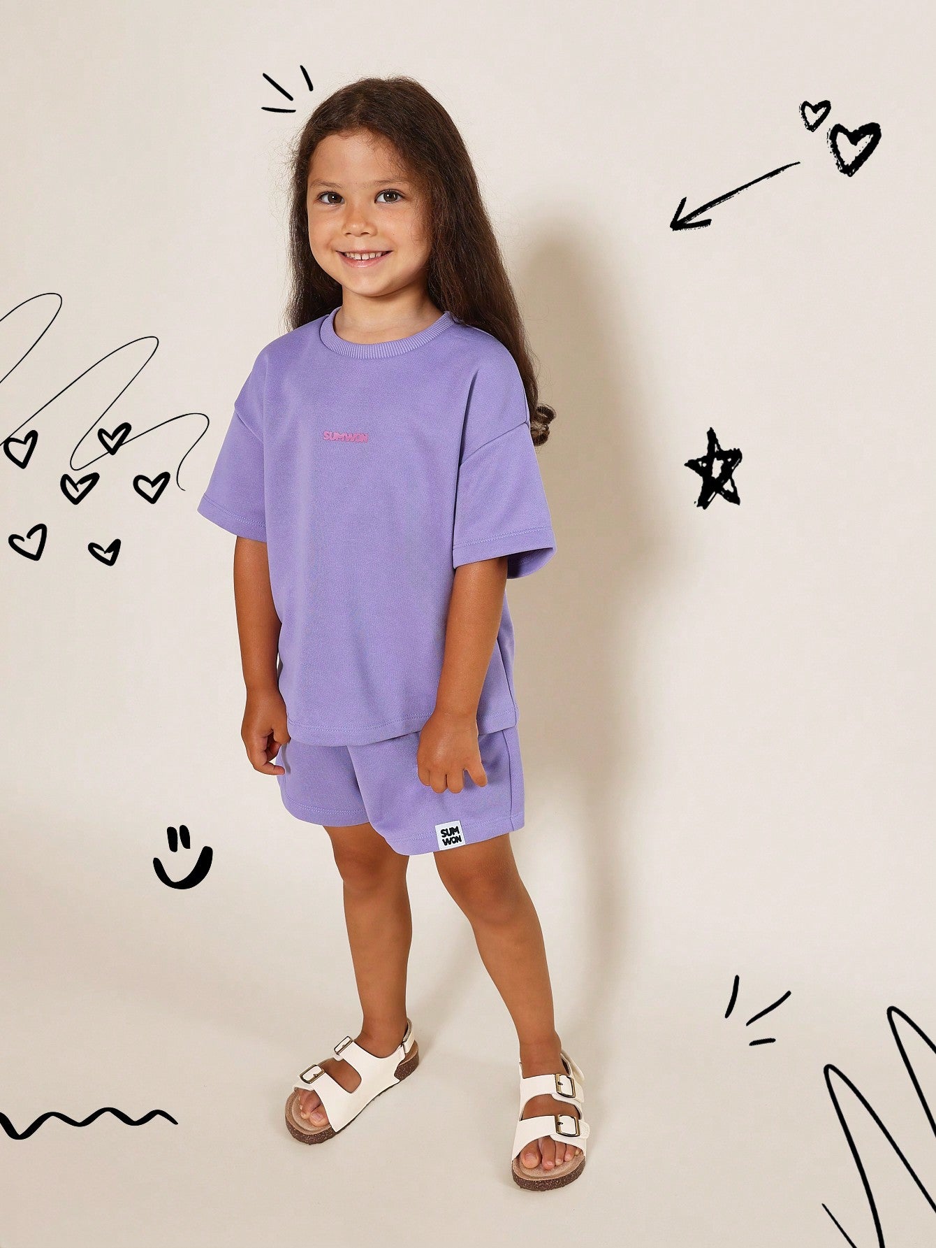 Young Girls Playday Oversized T-Shirt And Short With Butterfly Print Graphic