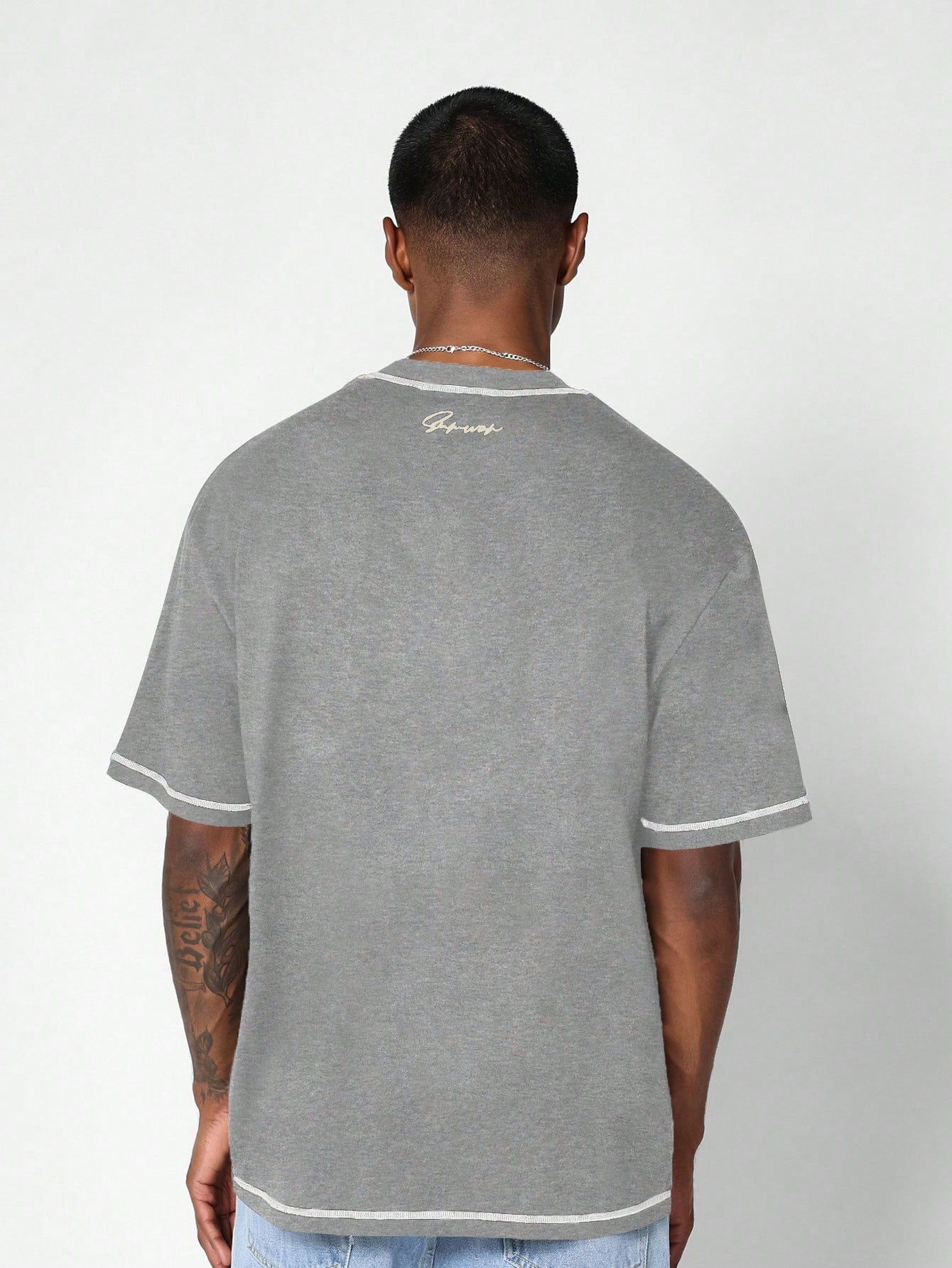 Regular Fit Short Sleeve Heavyweight Contrast Stitch Essential Tee