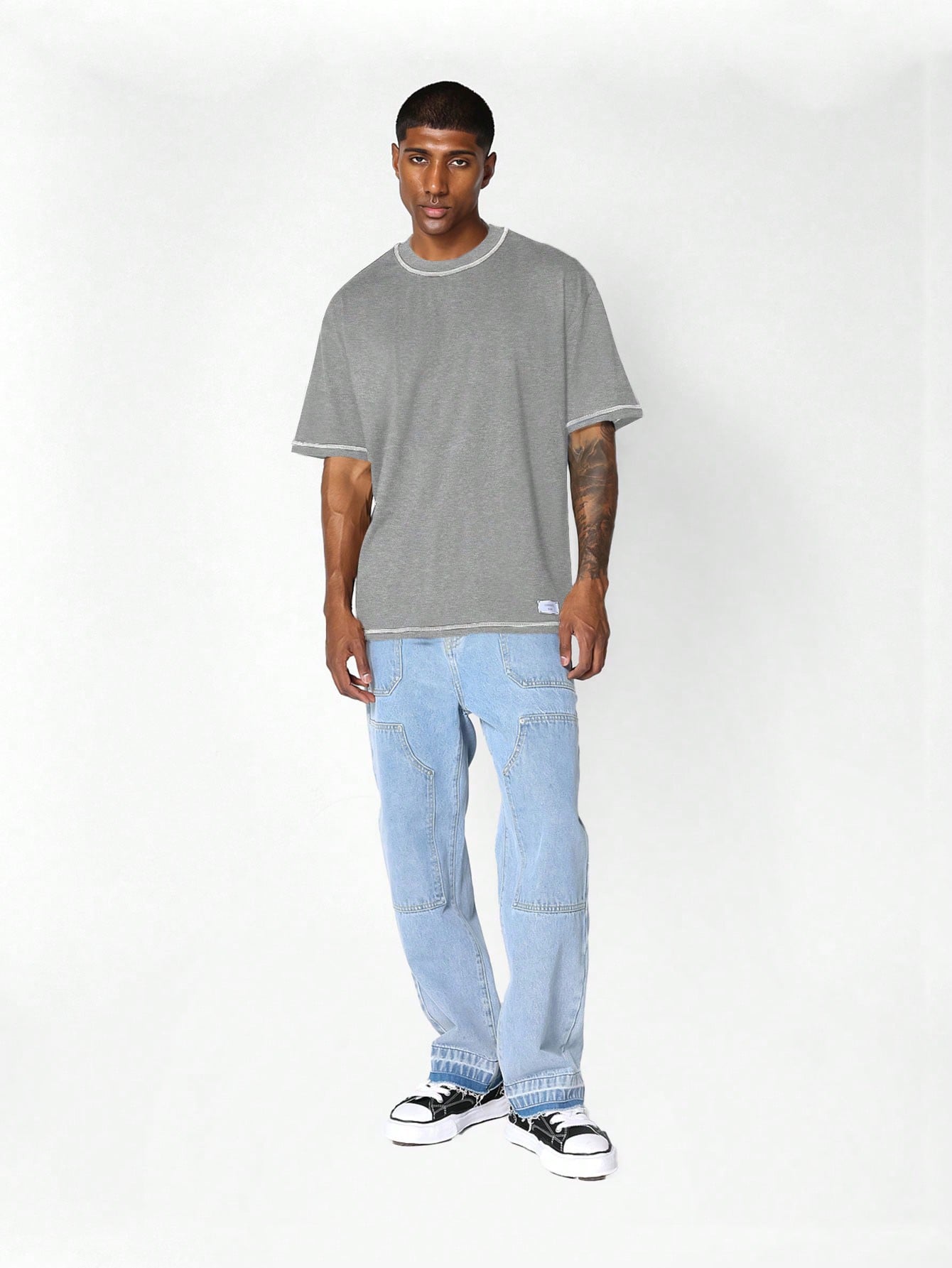 Regular Fit Short Sleeve Heavyweight Contrast Stitch Essential Tee