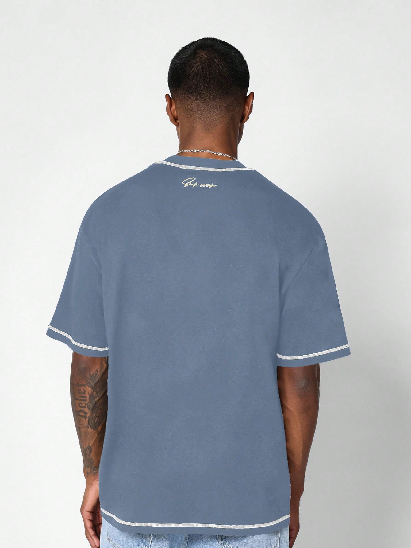 Regular Fit Short Sleeve Heavyweight Contrast Stitch Essential Tee